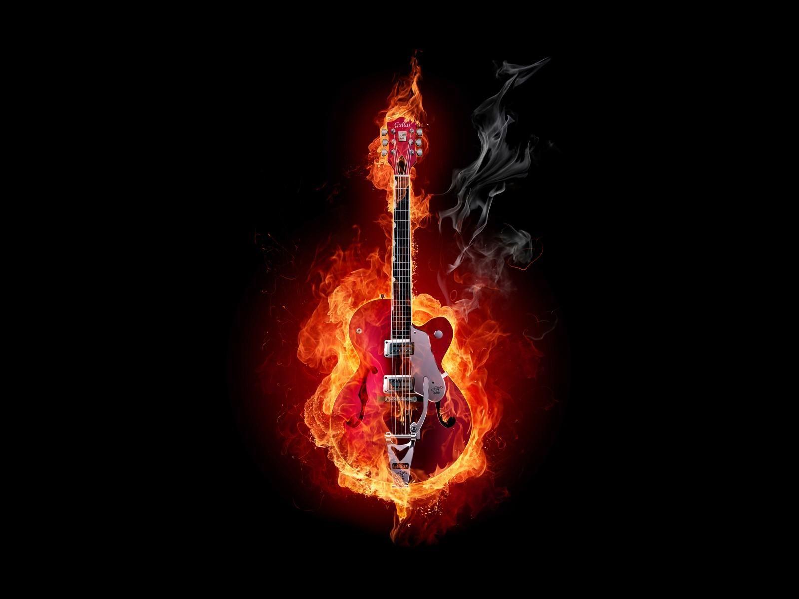 Download Free 1600x1200 Gretsch Guitar Burning Desktop Wallpaper