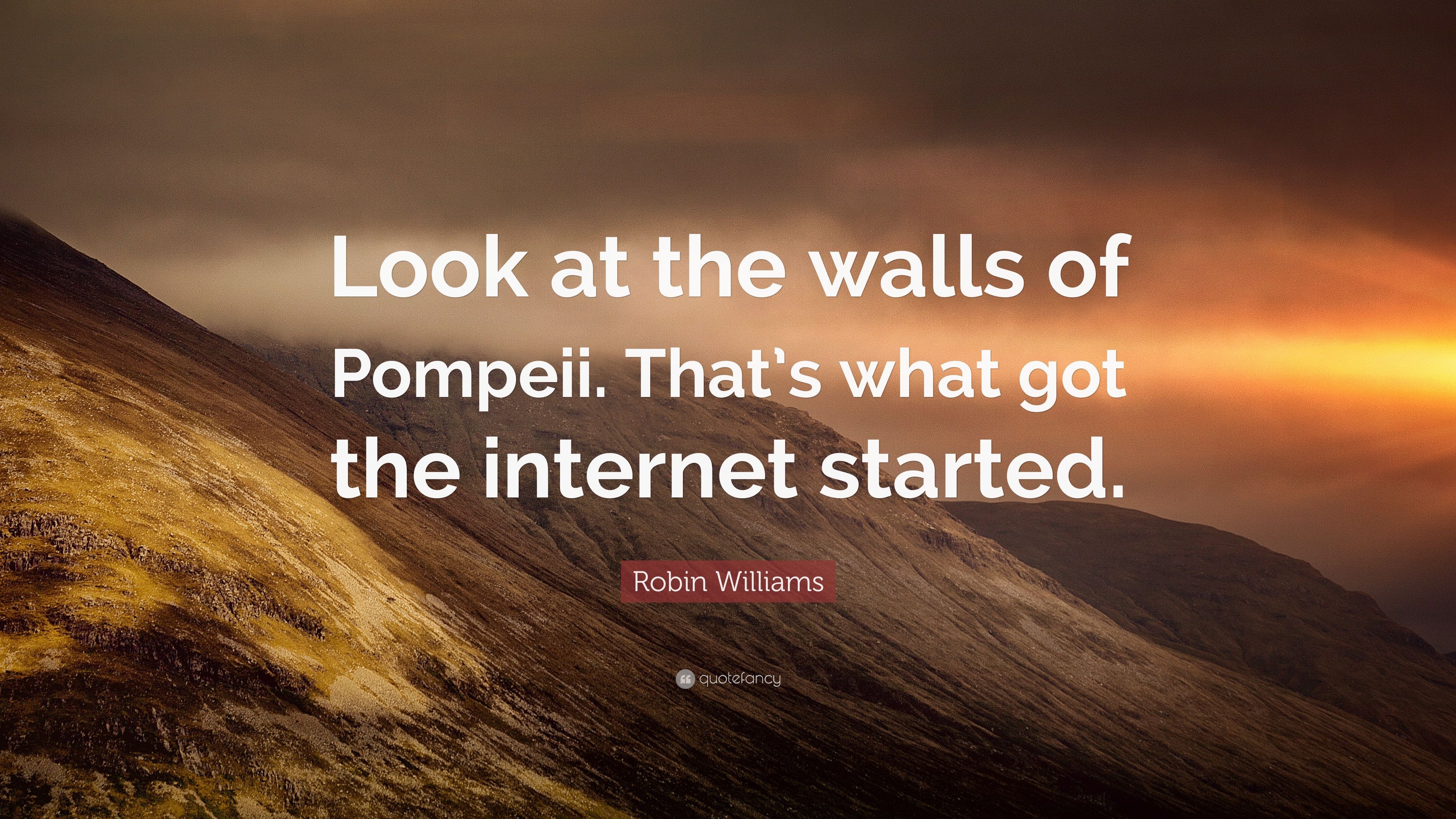 Robin Williams Quote: “Look at the walls of Pompeii. That's what got