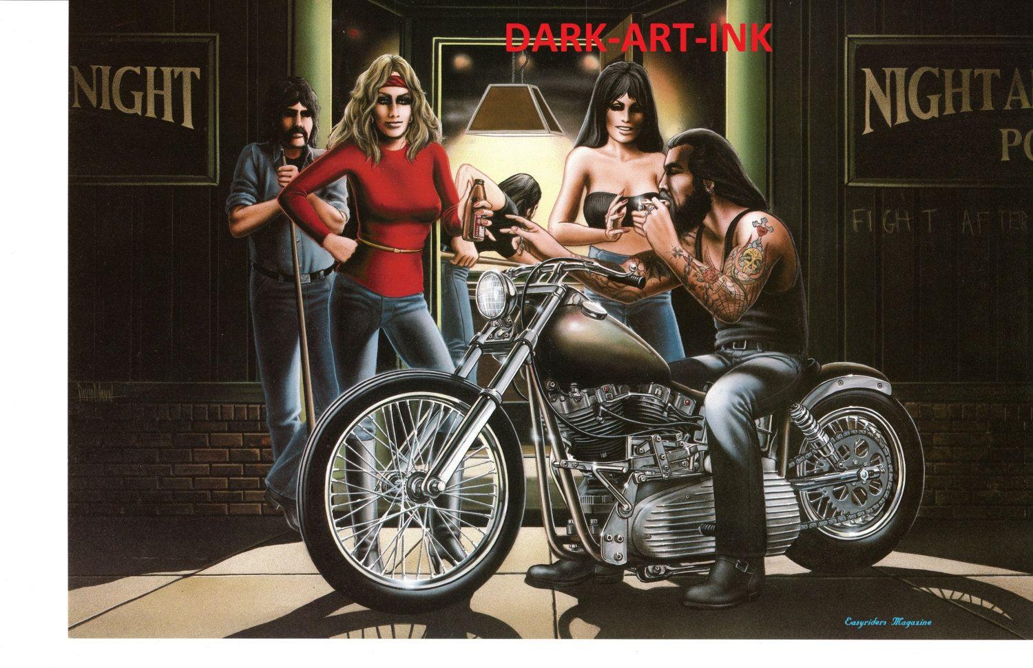 David Mann moto Art Poster Pub Local Saloon tatouage par darkartink