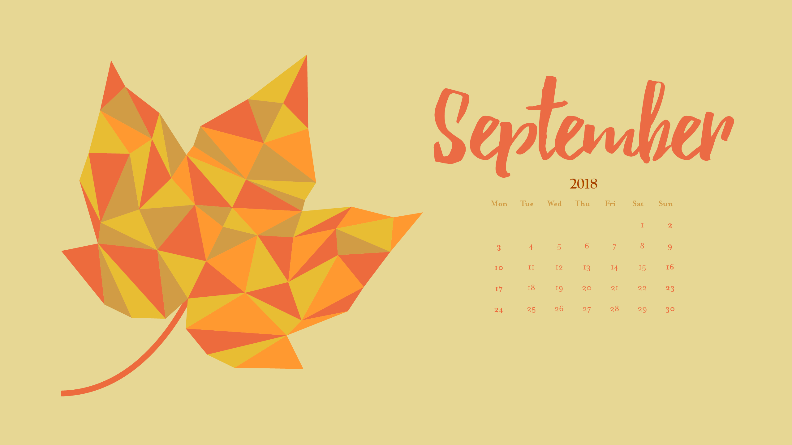 Beautiful September 2018 Calendar Wallpaper. MaxCalendars