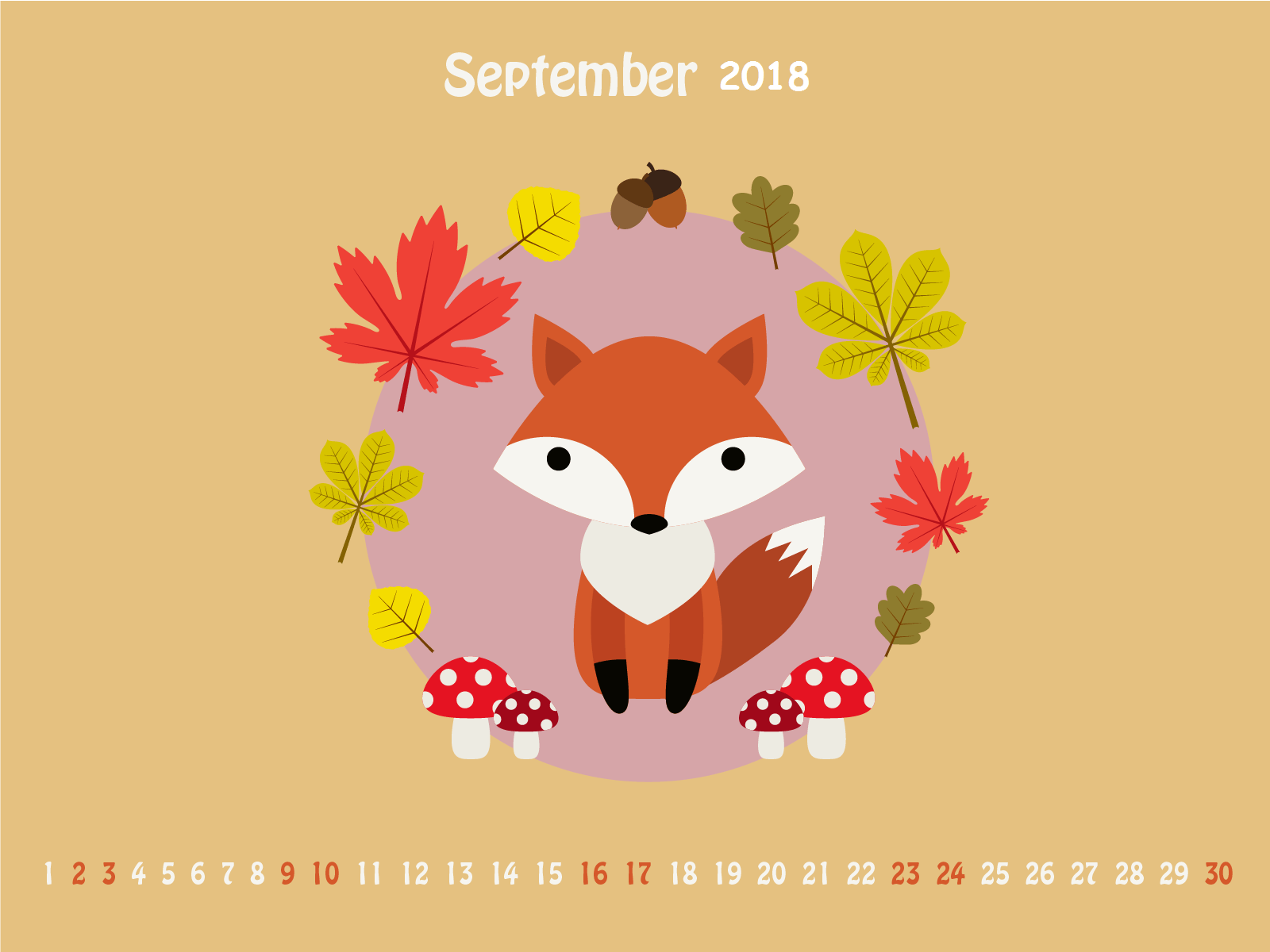 September 2018 Calendar Wallpaper