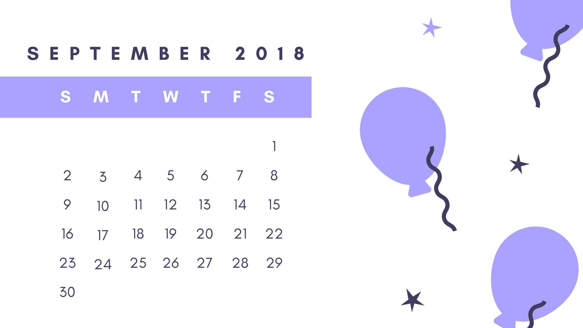September 2018 Calendar Wallpaper Desktop Background