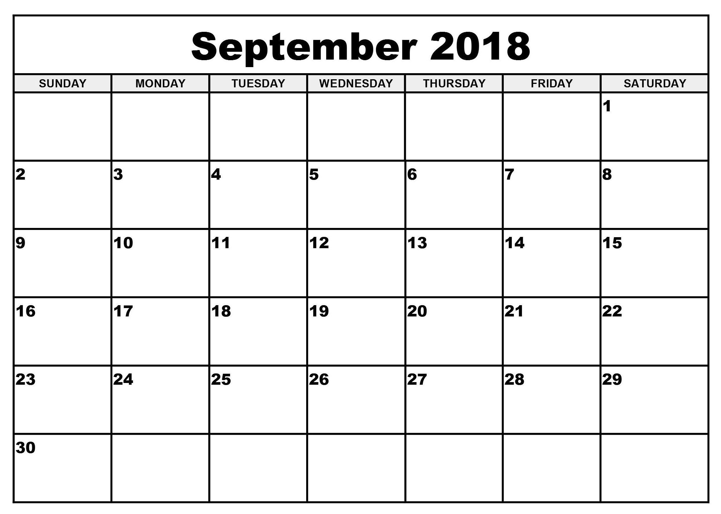 Cute September 2018 Calendar Wallpaper