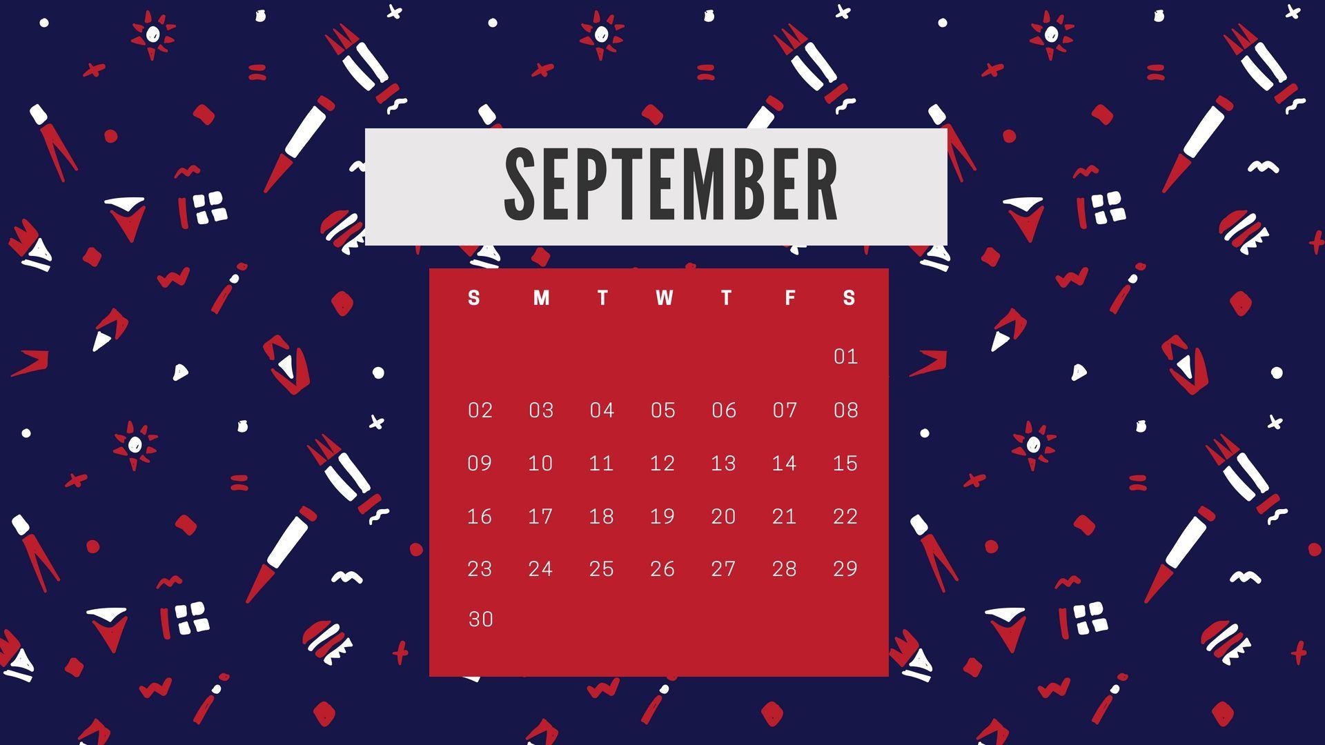 Free September 2018 HD Calendar Wallpaper. Calendar 2018 Printable