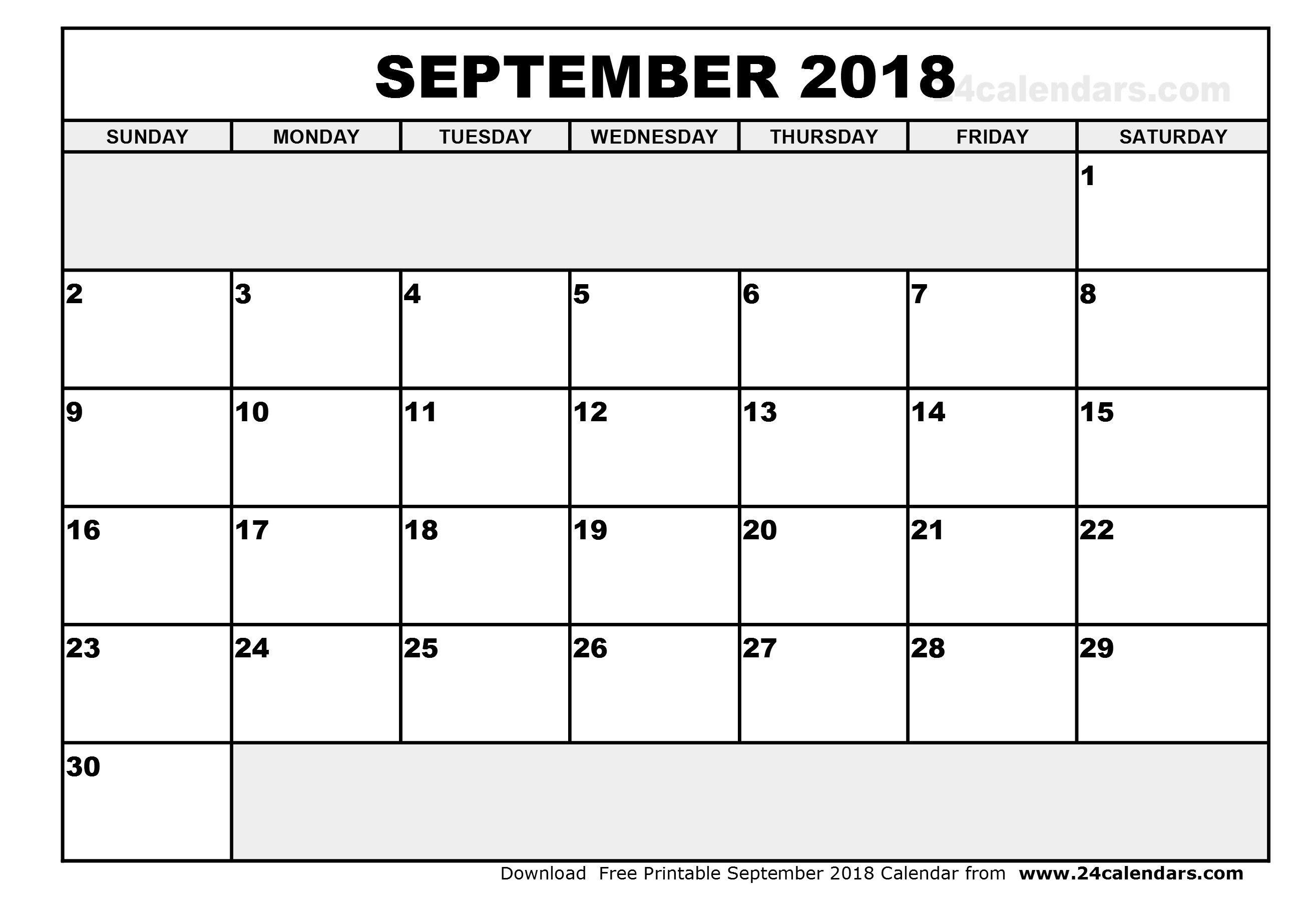 blank september 2018 calendar