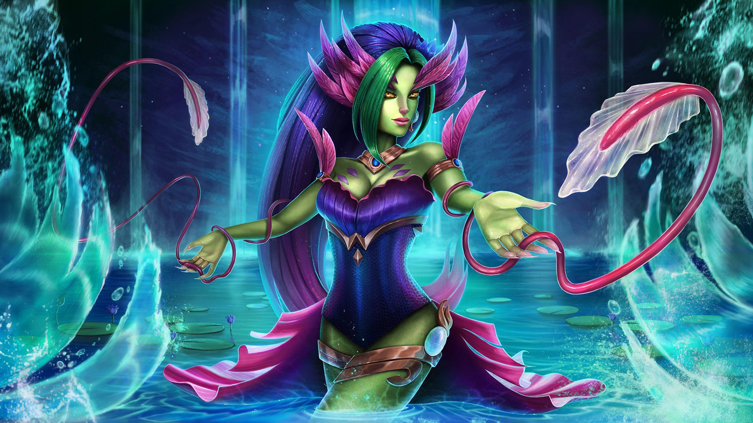 Wallpaper LOL River spirit Zyra Girls Fantasy Games 2560x1440