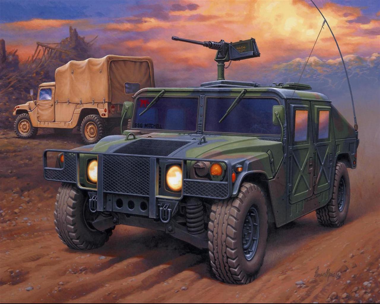 image Military vehicle Hummer HMMWV M998 & M1025 Painting Art Army