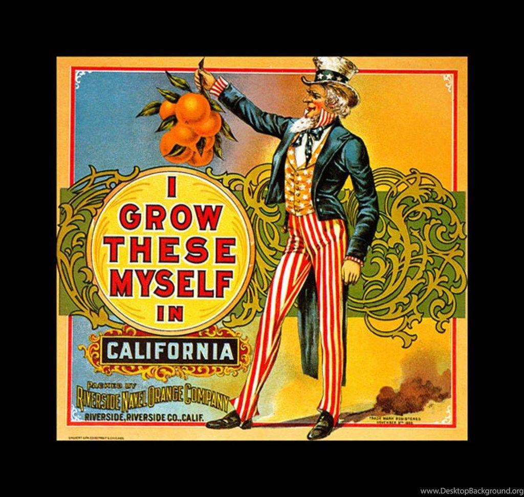 Uncle Sam California Free Vintage Fruit Crate Labels Wallpaper