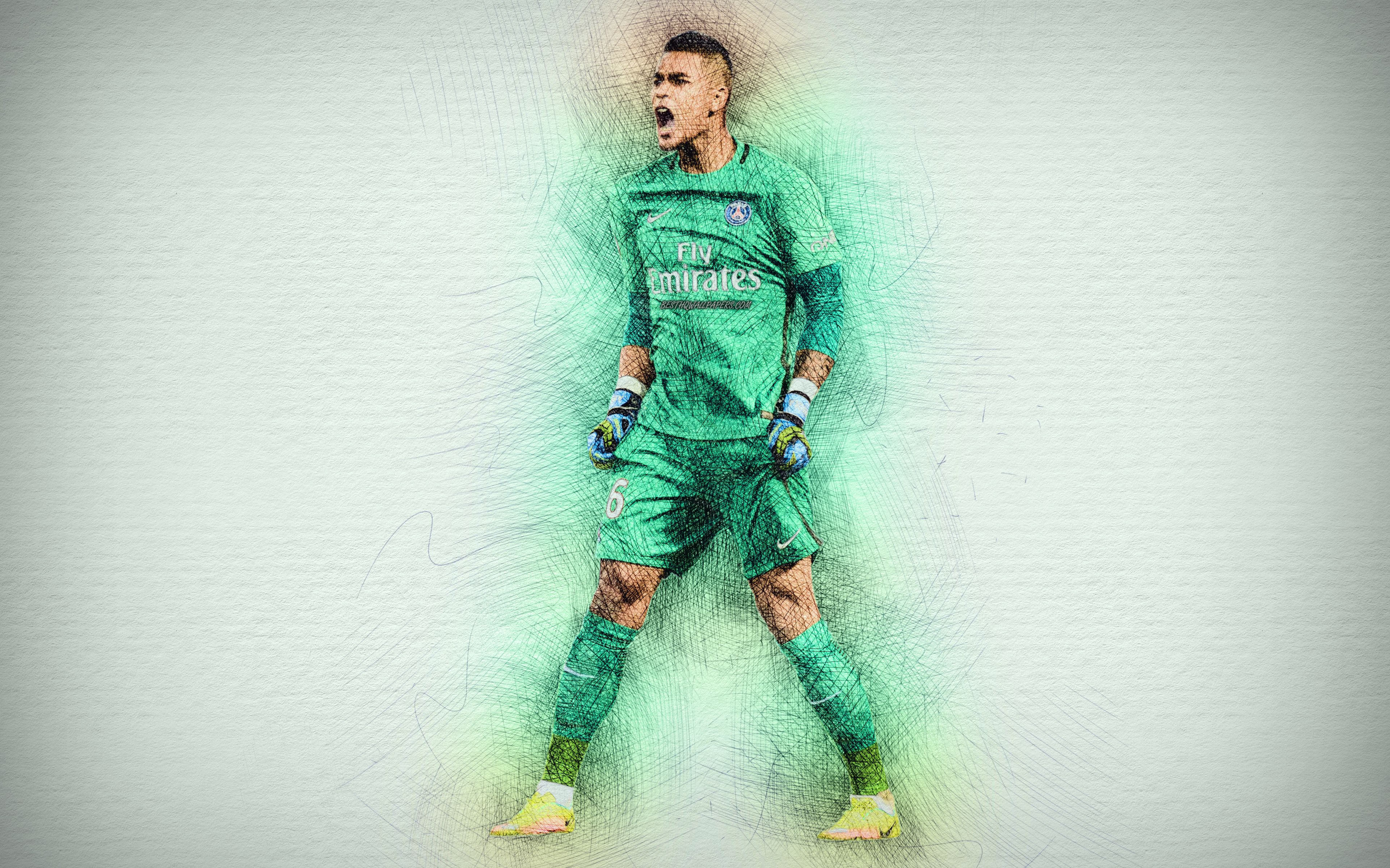 Download wallpaper Alphonse Areola, 4k, artwork, goalkeeper, PSG