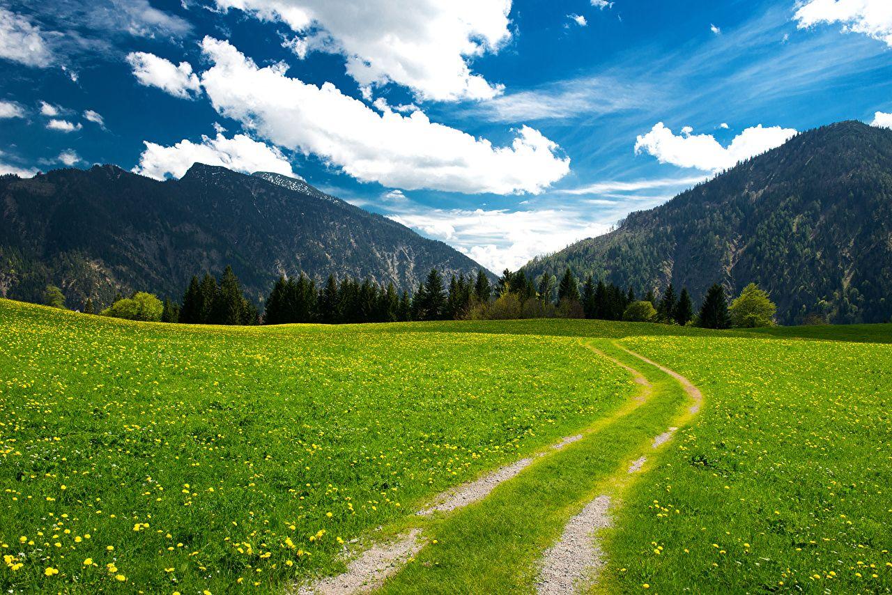 Wallpaper Bavaria Alps Germany Nature Mountains Sky Roads Meadow
