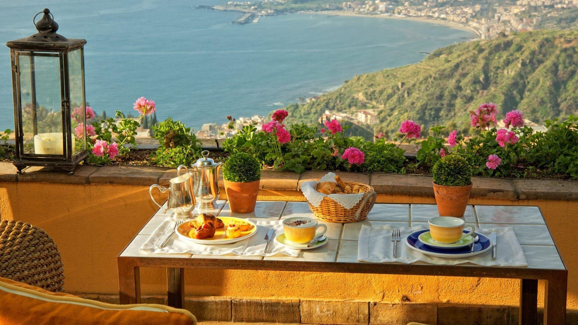 Sicilia Tag wallpaper: Houses Pretty Breakfast Candle Sea View City