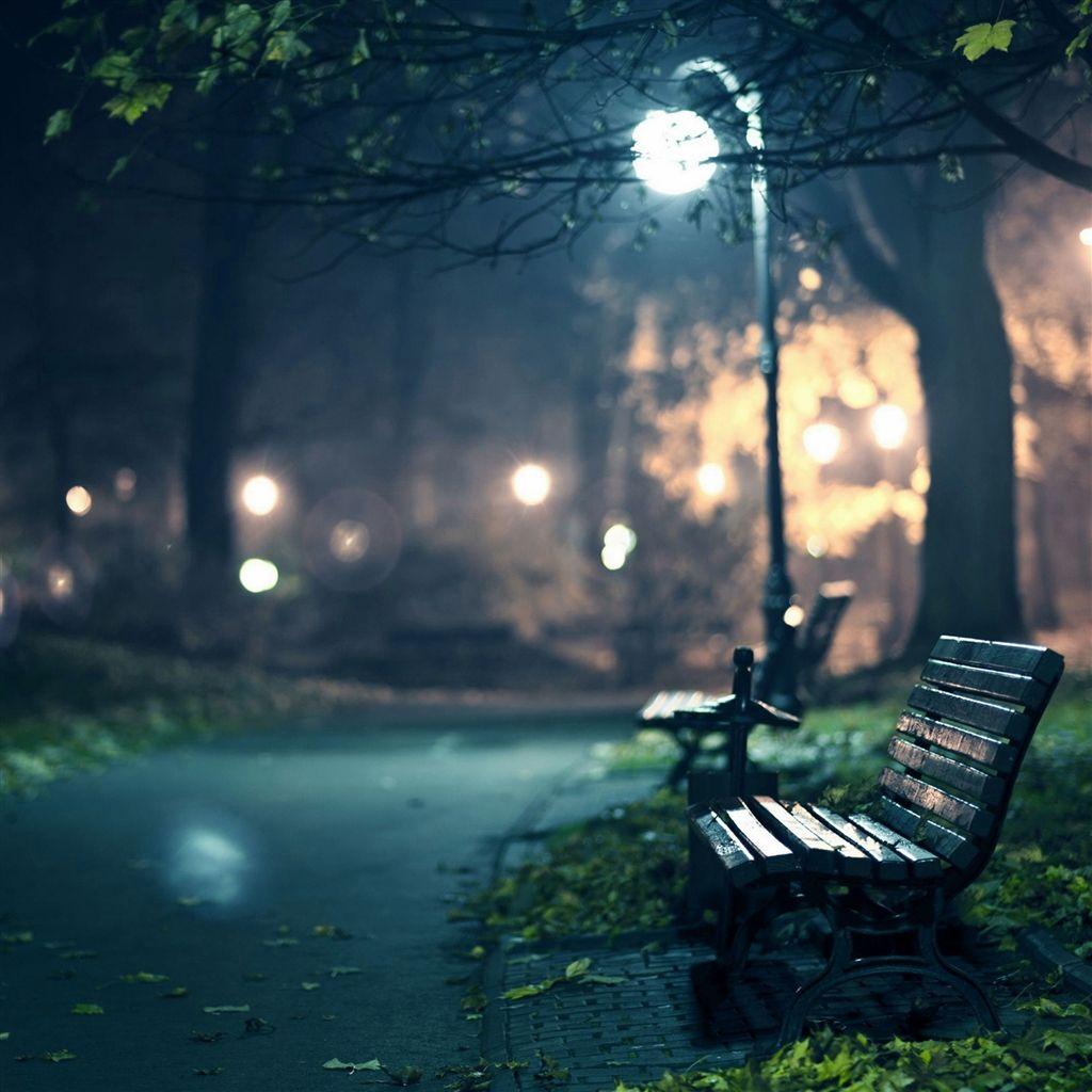 Lonely Beach In The Park Street Light HD Wallpaper