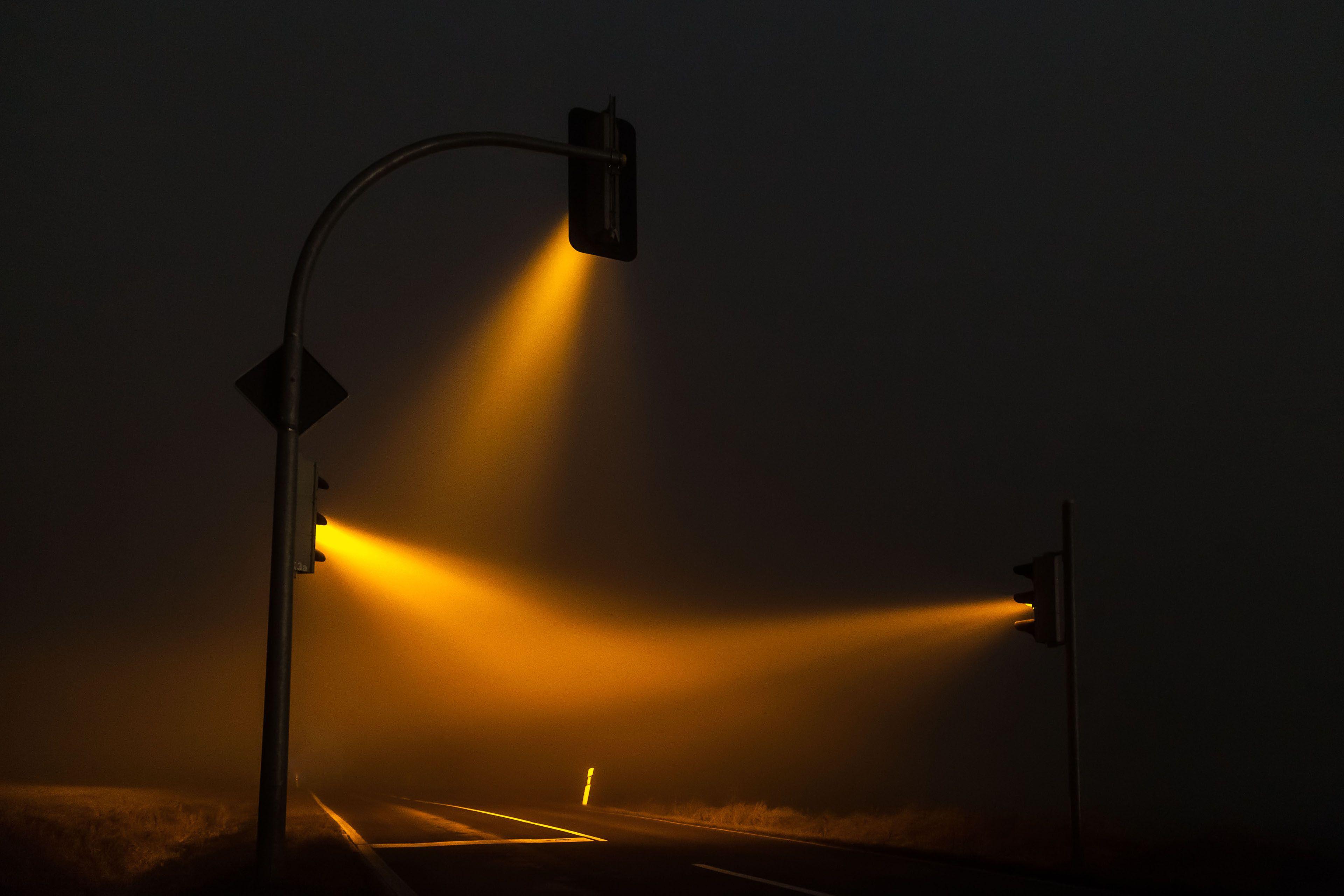 Wallpaper Traffic lights, Street lights, Dark, Photography