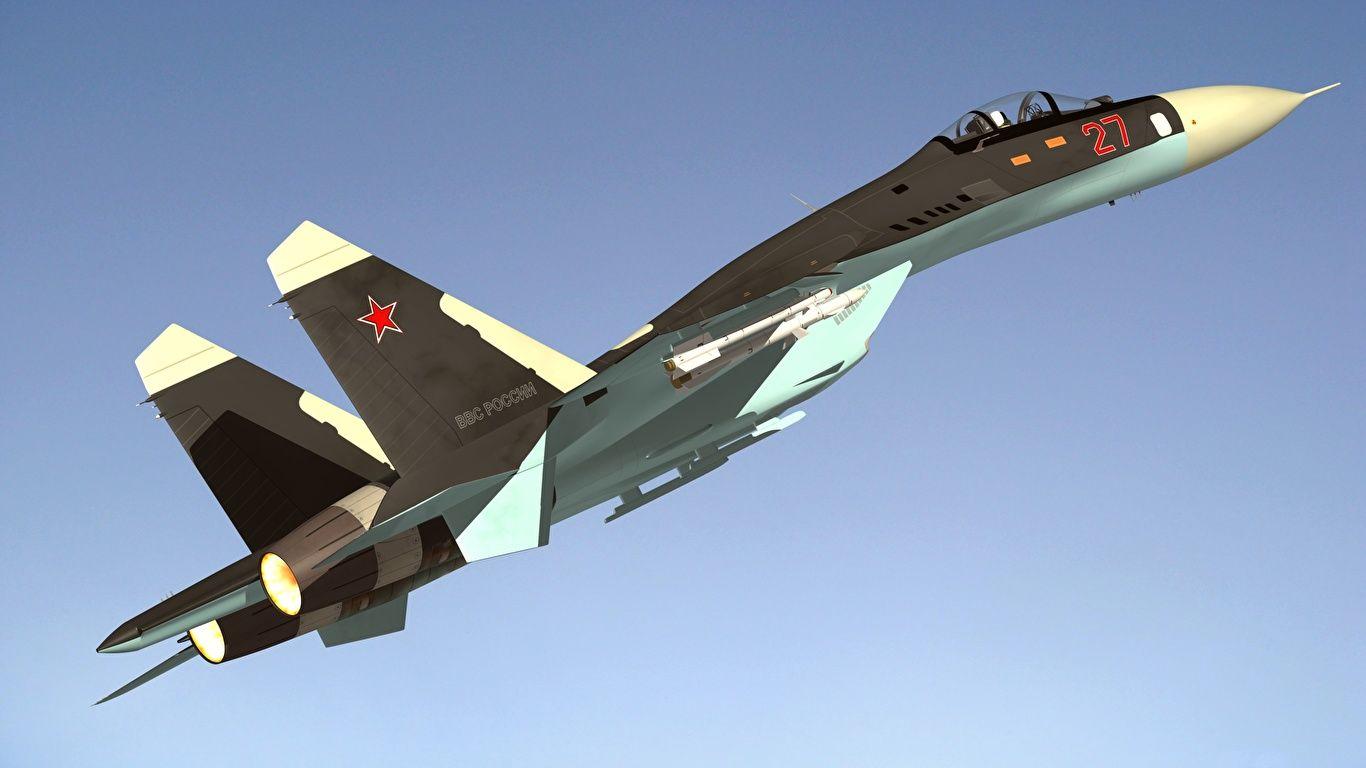 Wallpaper Sukhoi Su 27 Fighter Airplane Airplane Russian 1366x768