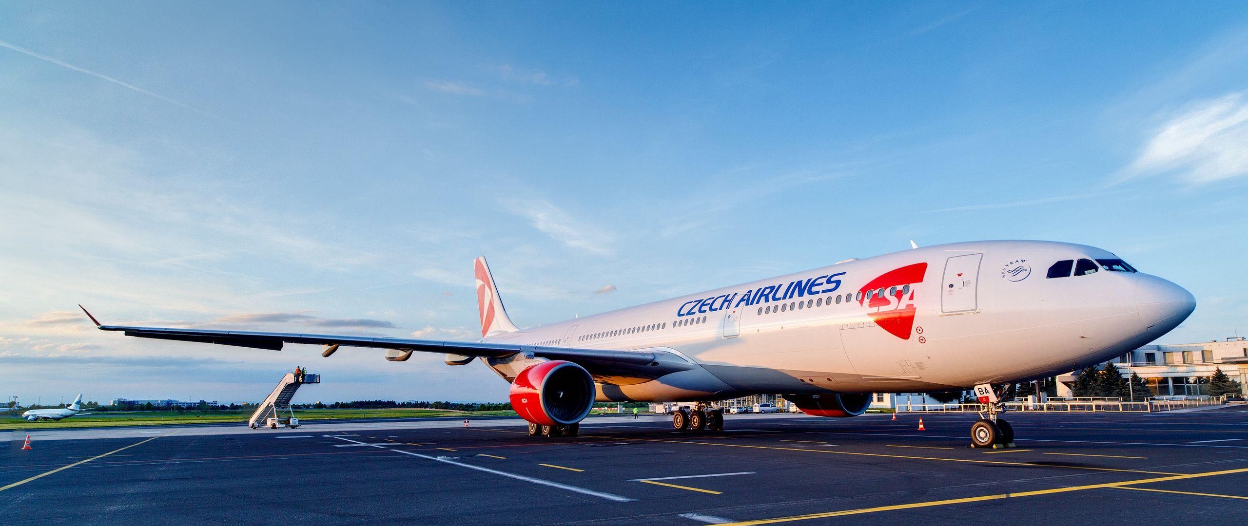 Download wallpaper 2560x1080 airbus, a czech, airlines dual