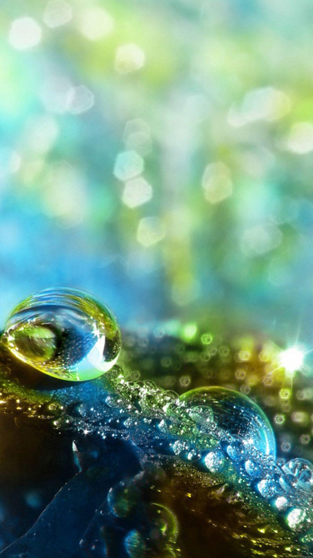 Green Water Drops Macro Samsung Galaxy S5 Android Wallpaper free