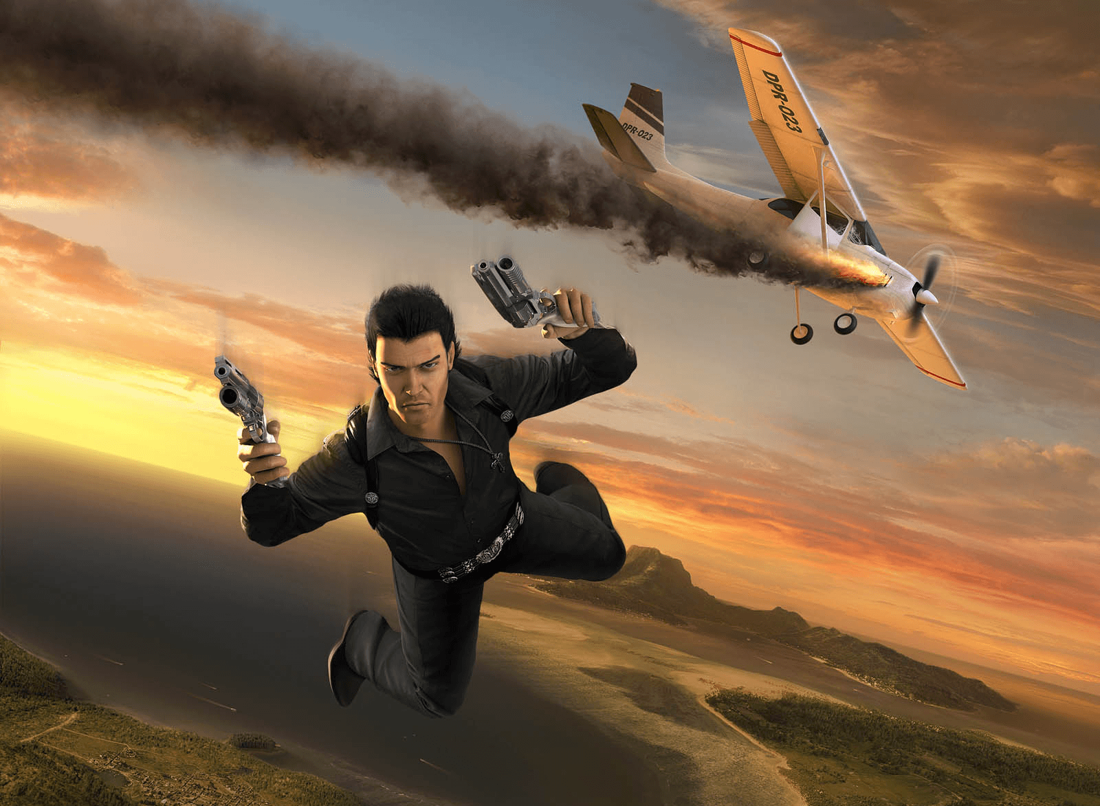 JC1 promotional art jumping from plane.PNG. Just