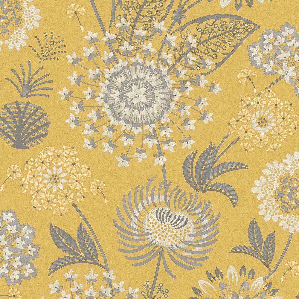 Arthouse Vintage Bloom Mustard Yellow Wallpaper 676206