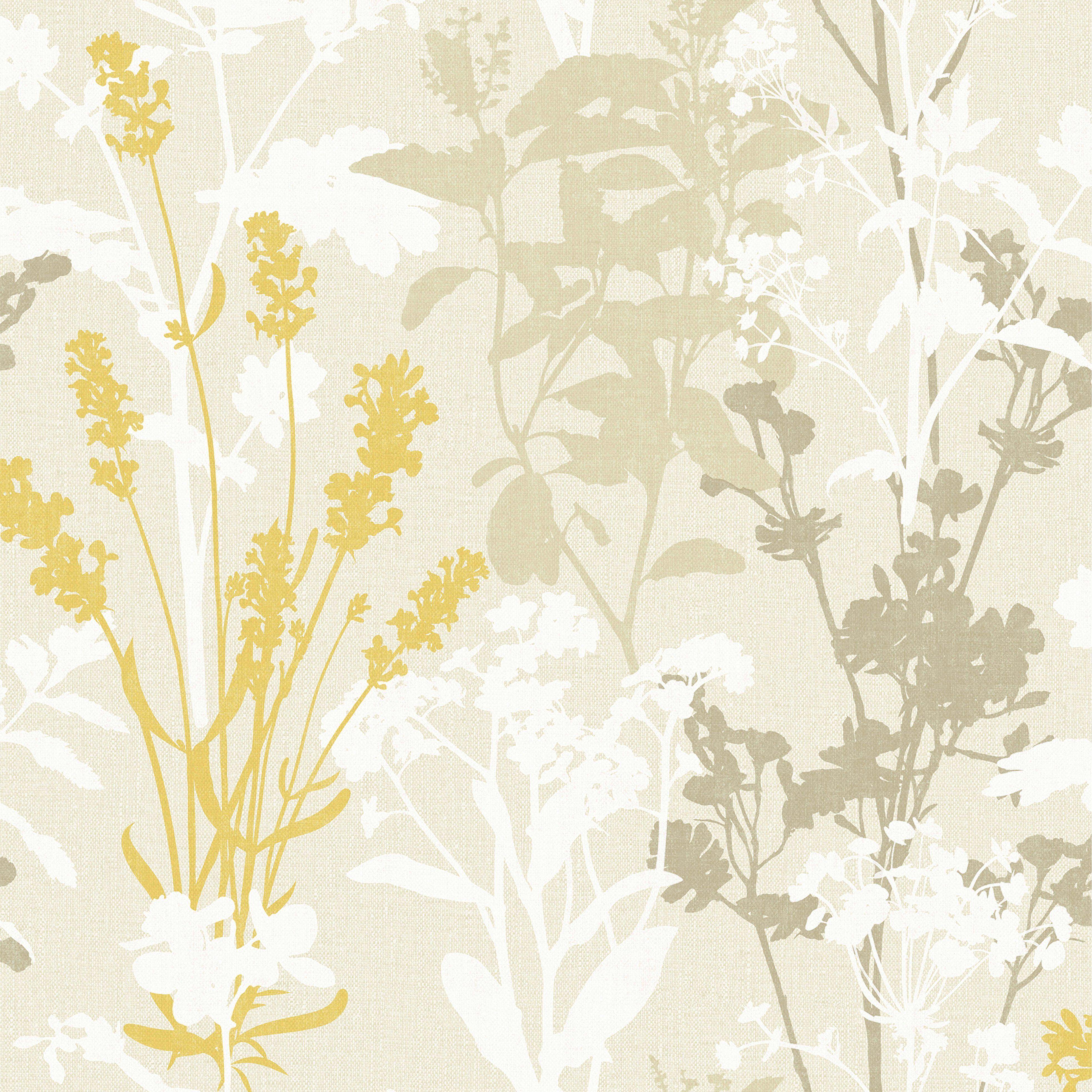 Exclusive Wallpaper Blossoms Mustard