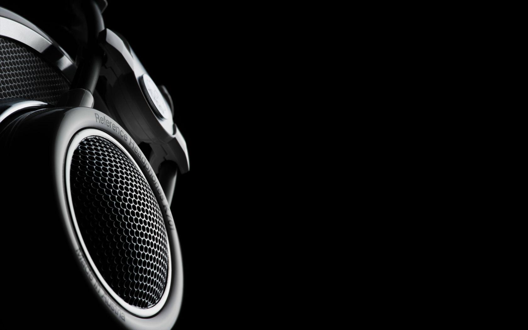Professional Headset Speakers. Black and White Wallpaper