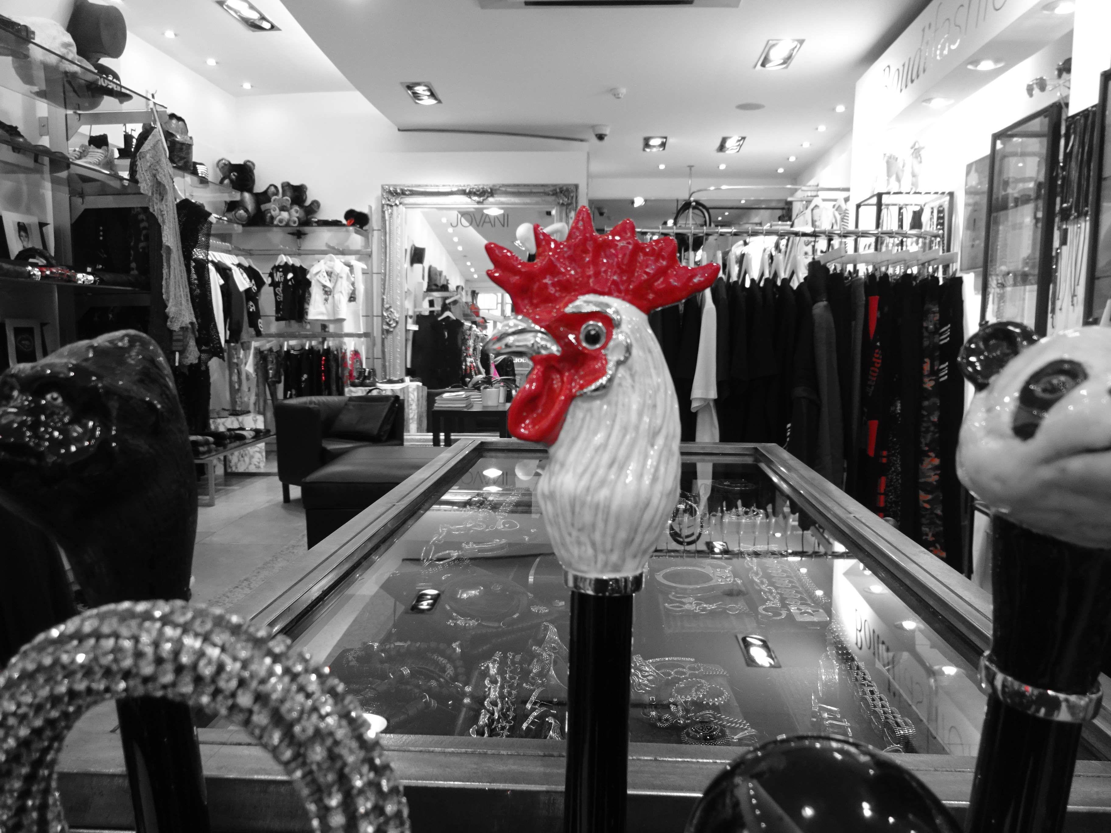 black white #boutique #chicken #gfm #london #red #retail