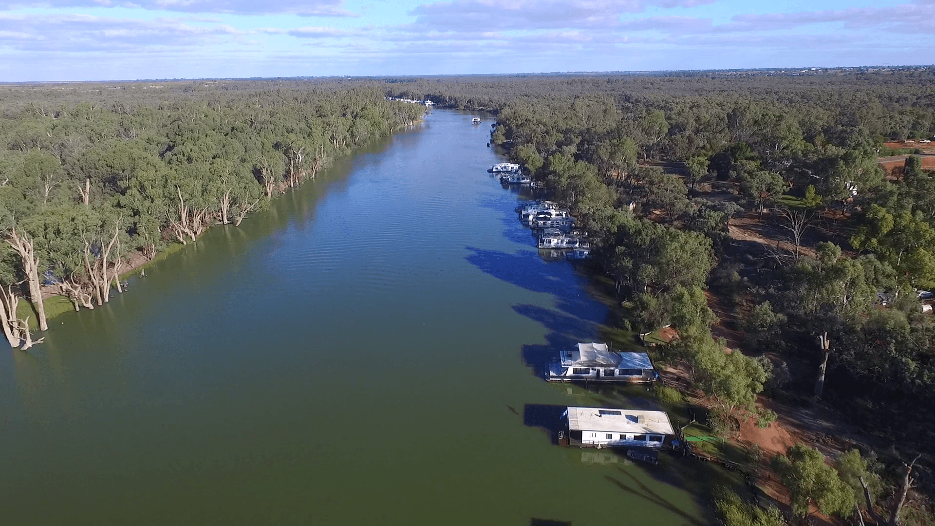 Aerial landscape view from helicopter of Murray River Riverscape