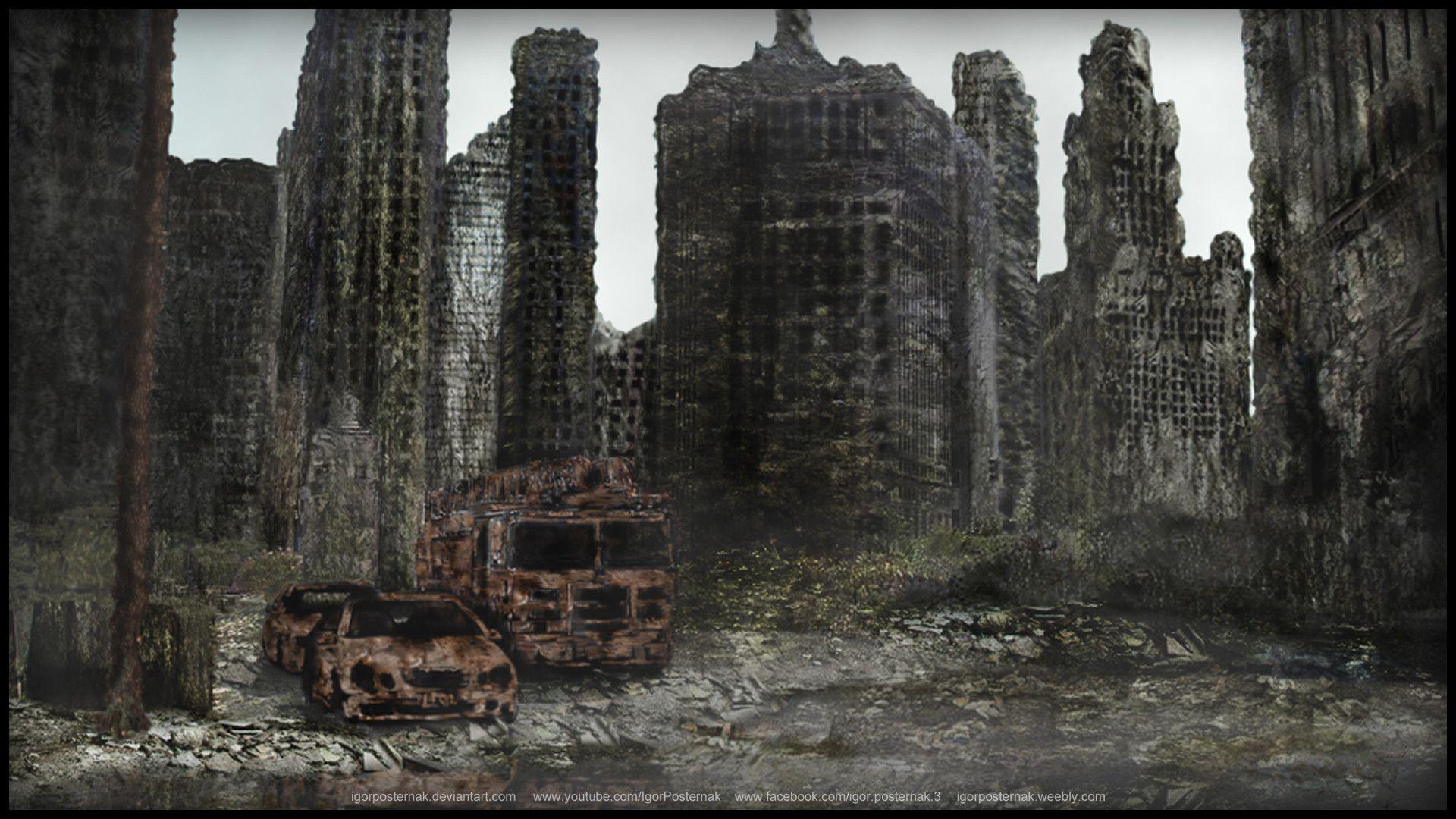 Destroyed City Background