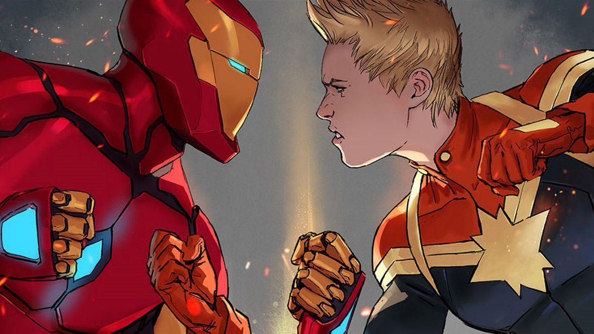 Civil War II Wallpaper Iron Man Vs. Captain Marvel