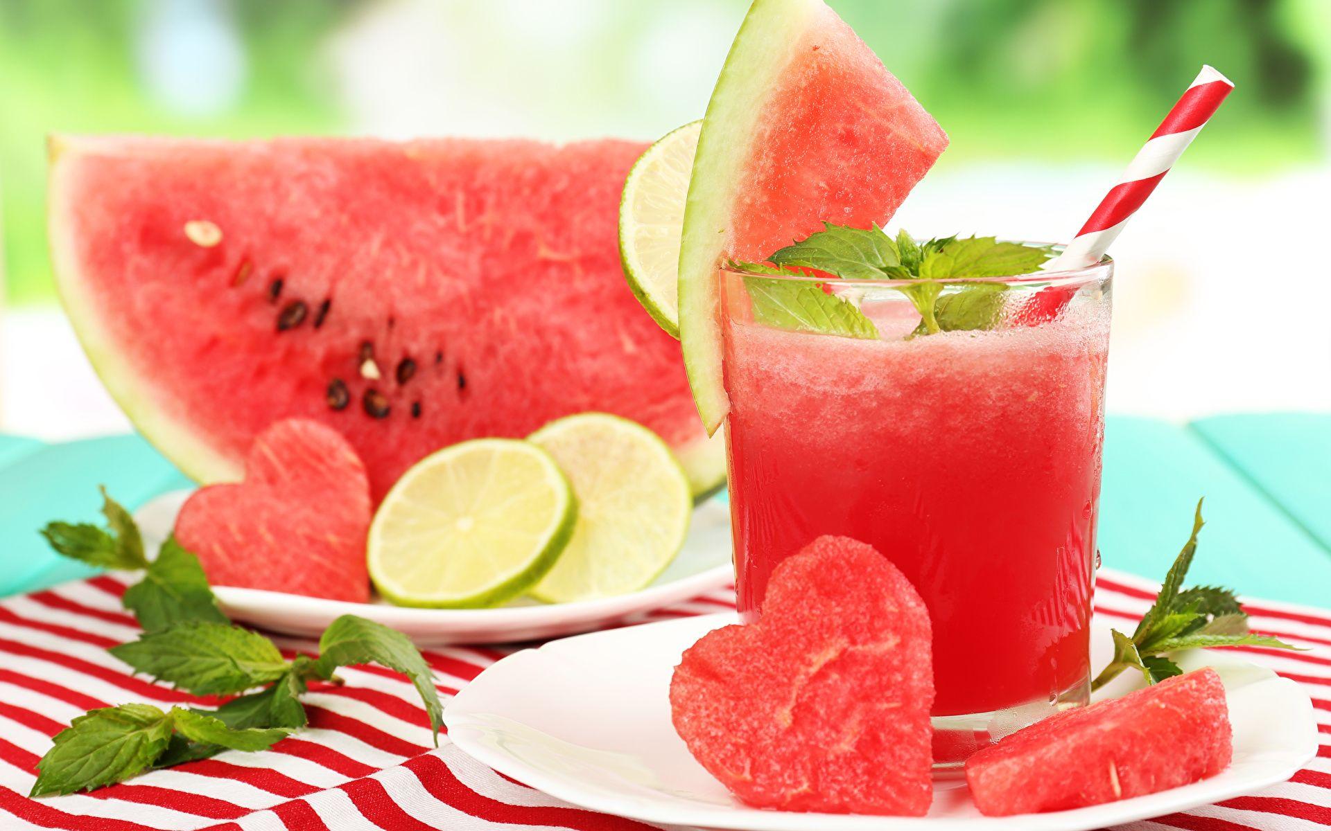 image Heart Juice Watermelons Highball glass Food Drinks 1920x1200