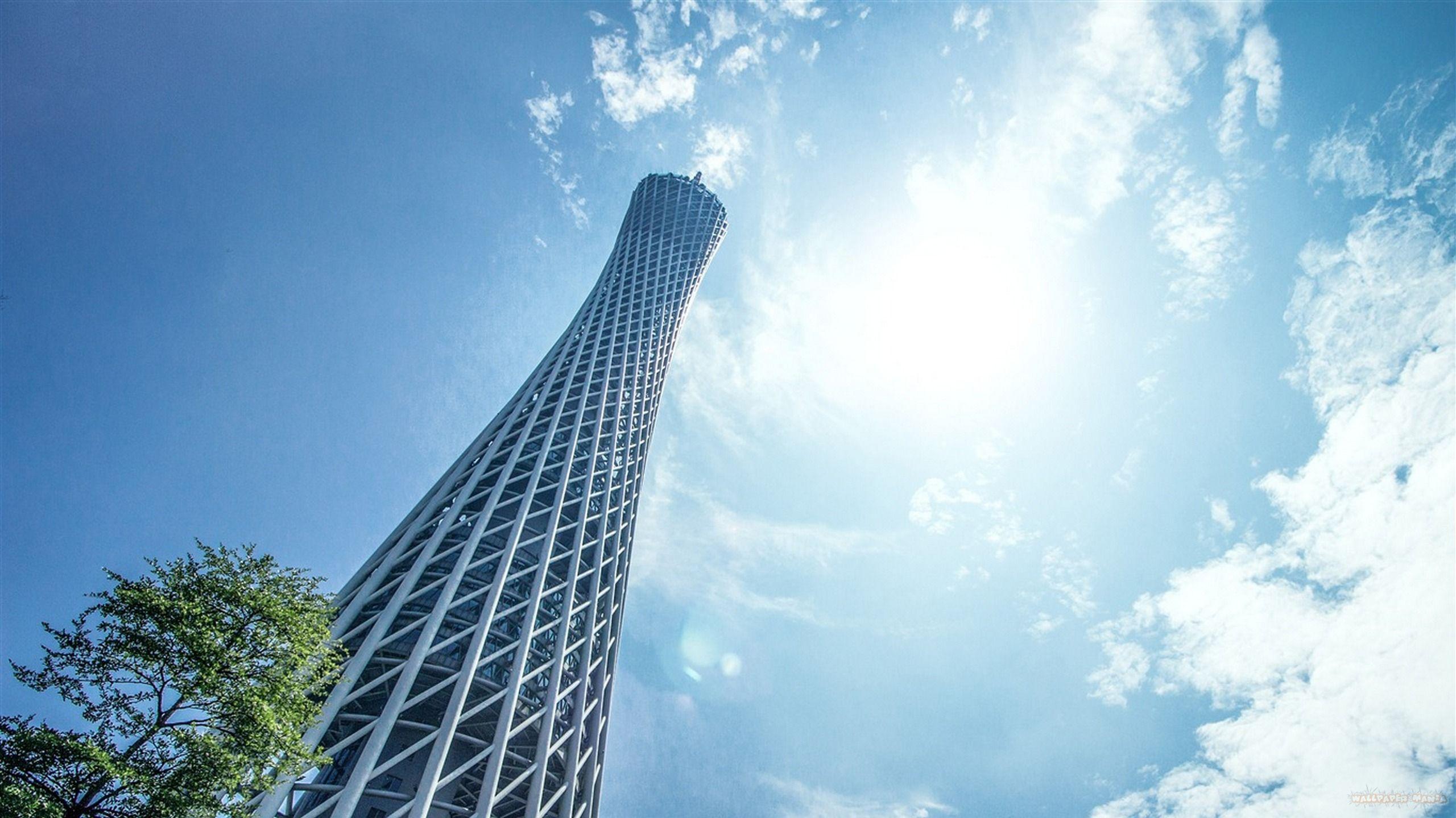 Guangzhou China Landmark Guangzhou Tower Sky 1366×768. Wallpaper