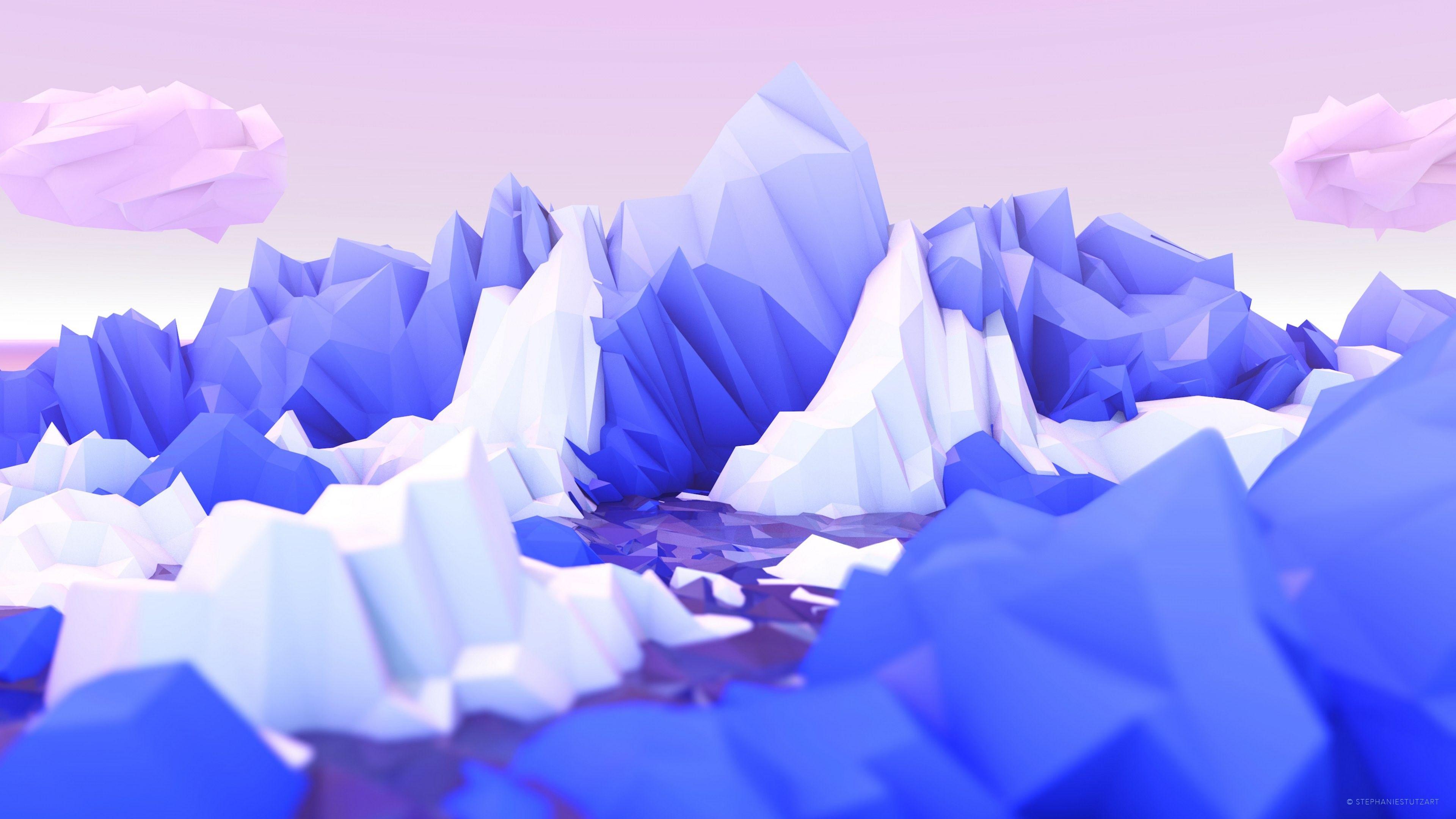 Ultra HD 4K low poly art snow mountain wallpaper ultra HD HD