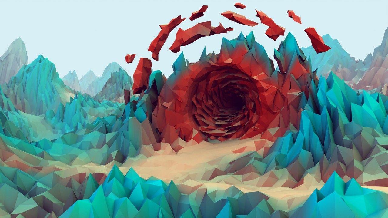Low Poly Mountains Tunnel wallpaper. Low Poly Mountains Tunnel