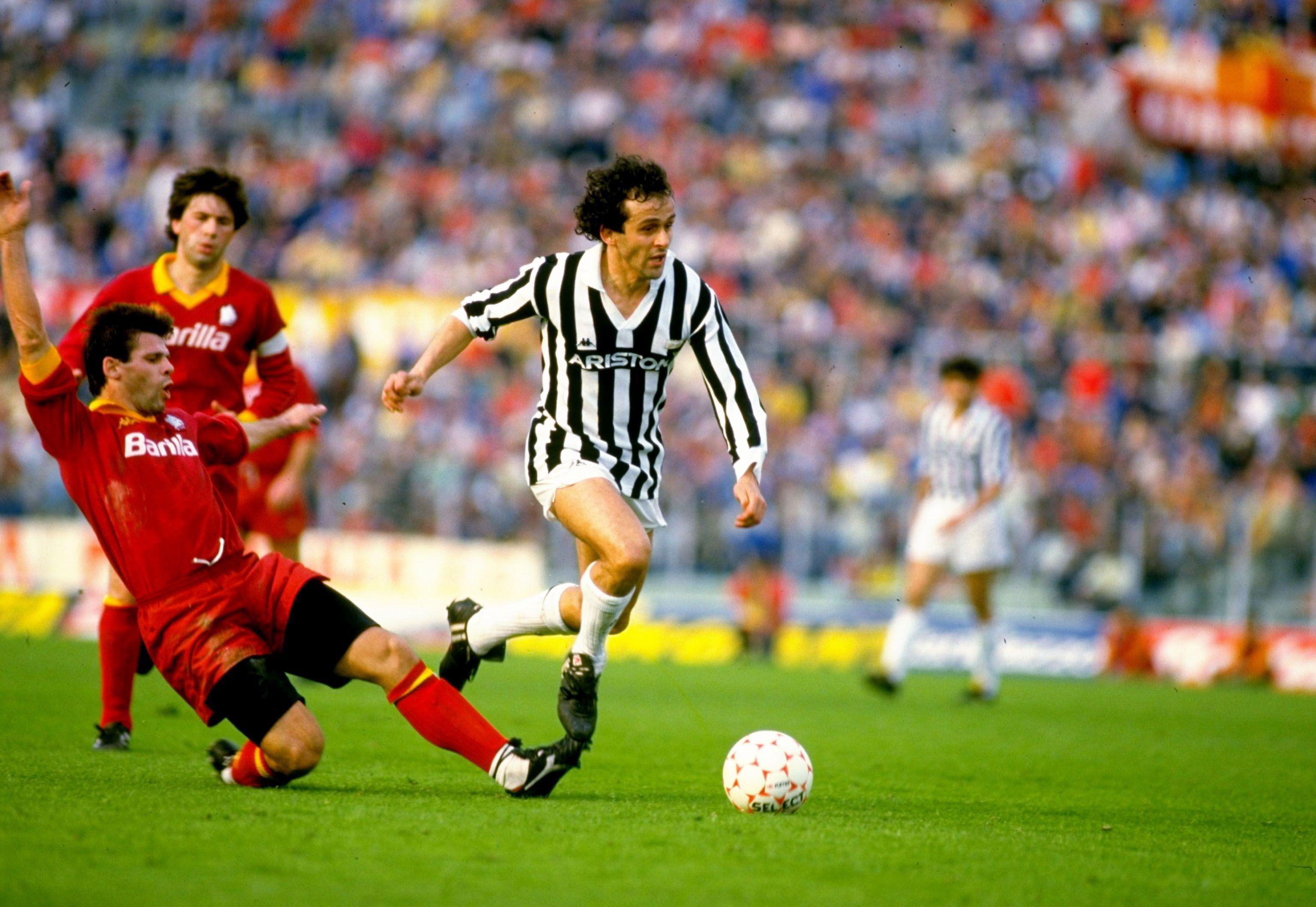 Serie A 1985 86. Juventus X Roma Michel Platini And Sebino Nela