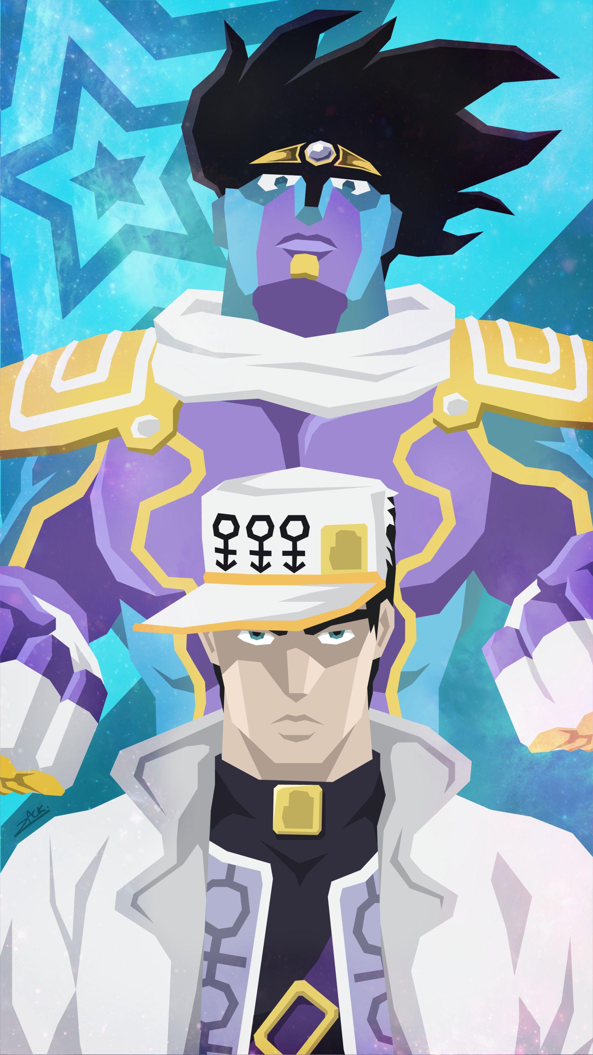 Jotaro & Star Platinum (DiU) Polygon Wallpaper