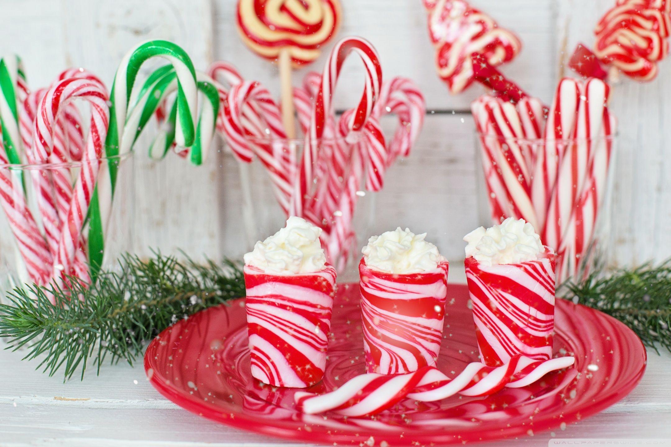 Candy Canes with Red Stripes, Peppermint ❤ 4K HD Desktop Wallpaper