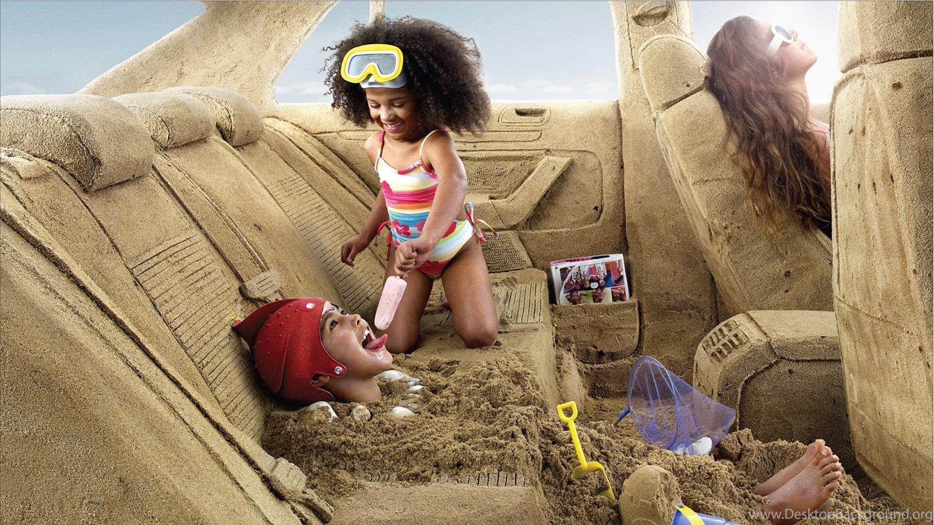 Wallpaper Sand Car Beach Childrens Digital 1920 X 1080 Digital