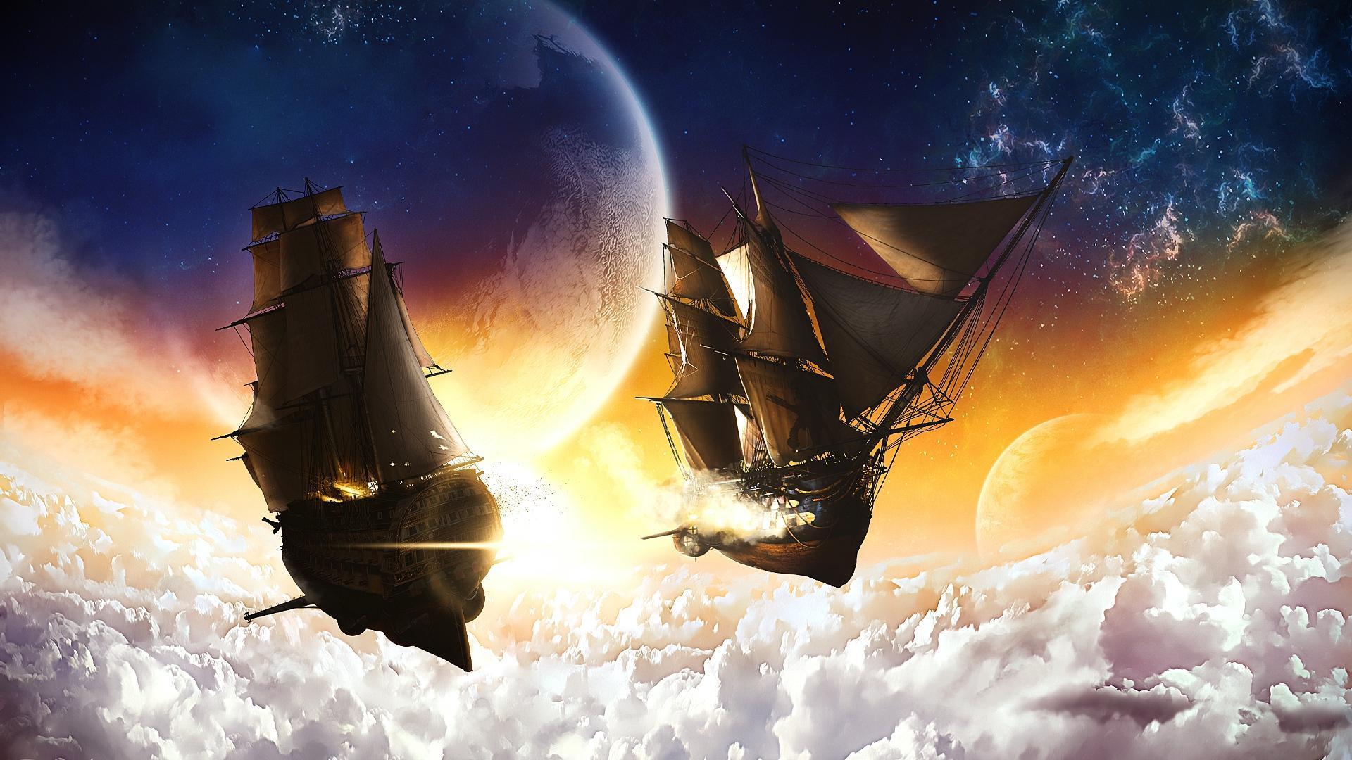 steampunk airship wallpaper