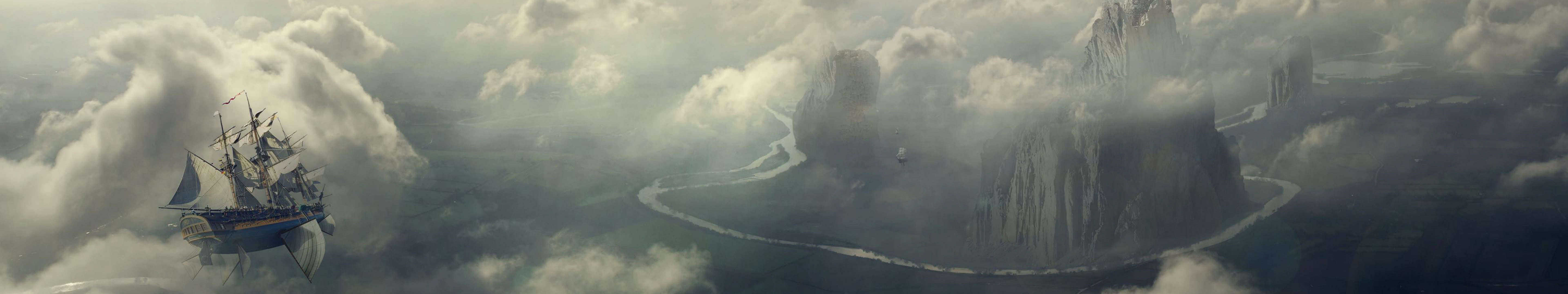 Airship Triple Monitor Wallpaper