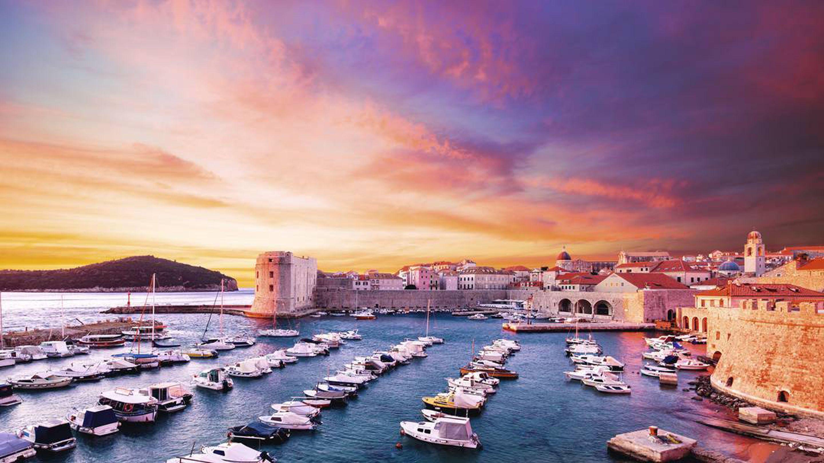 Sunset Dubrovnik, Croatia, Adriatic Sea Desktop Wallpaper HD