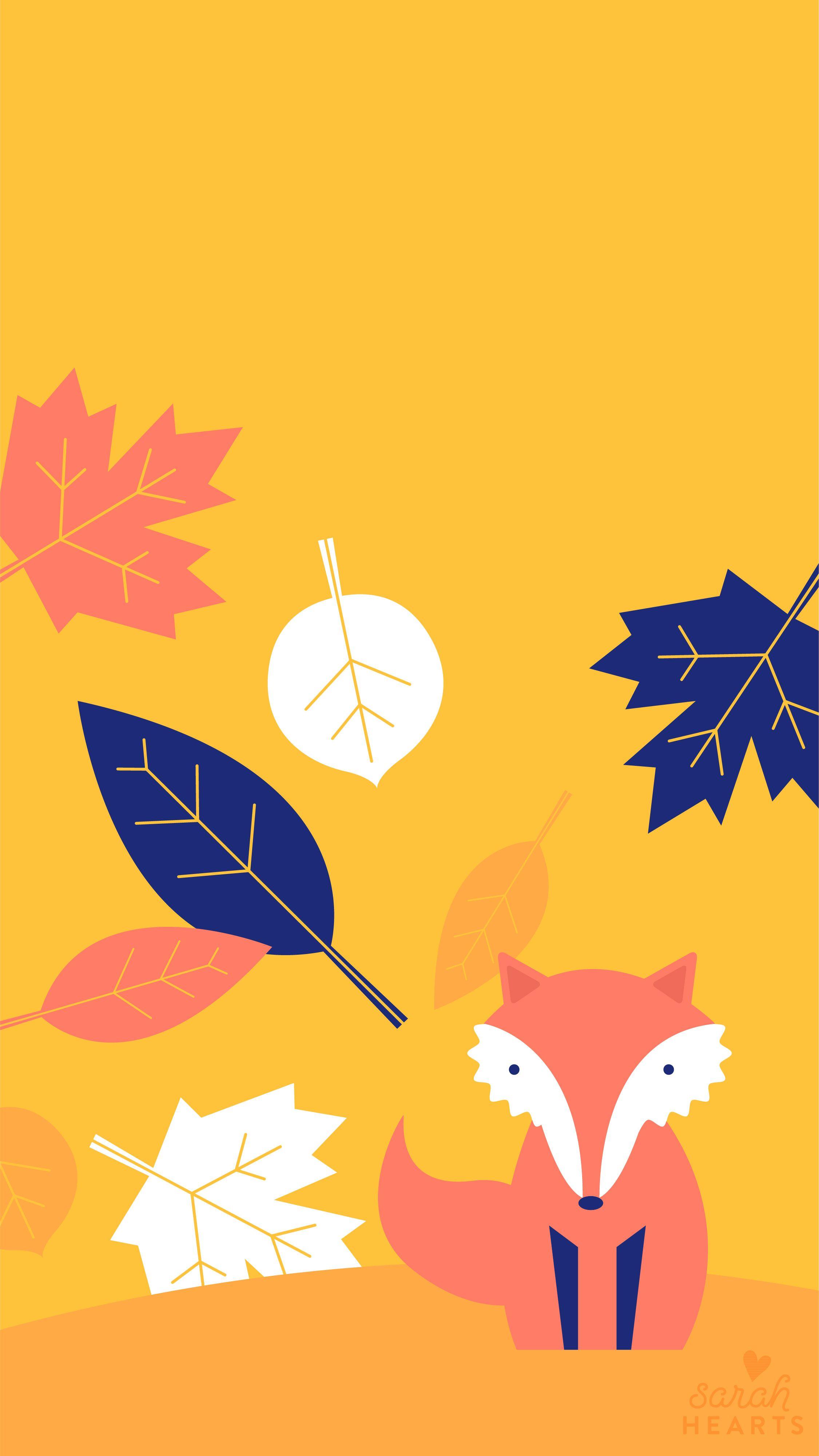 Fall Leaf and Fox October 2017 Calendar Wallpaper