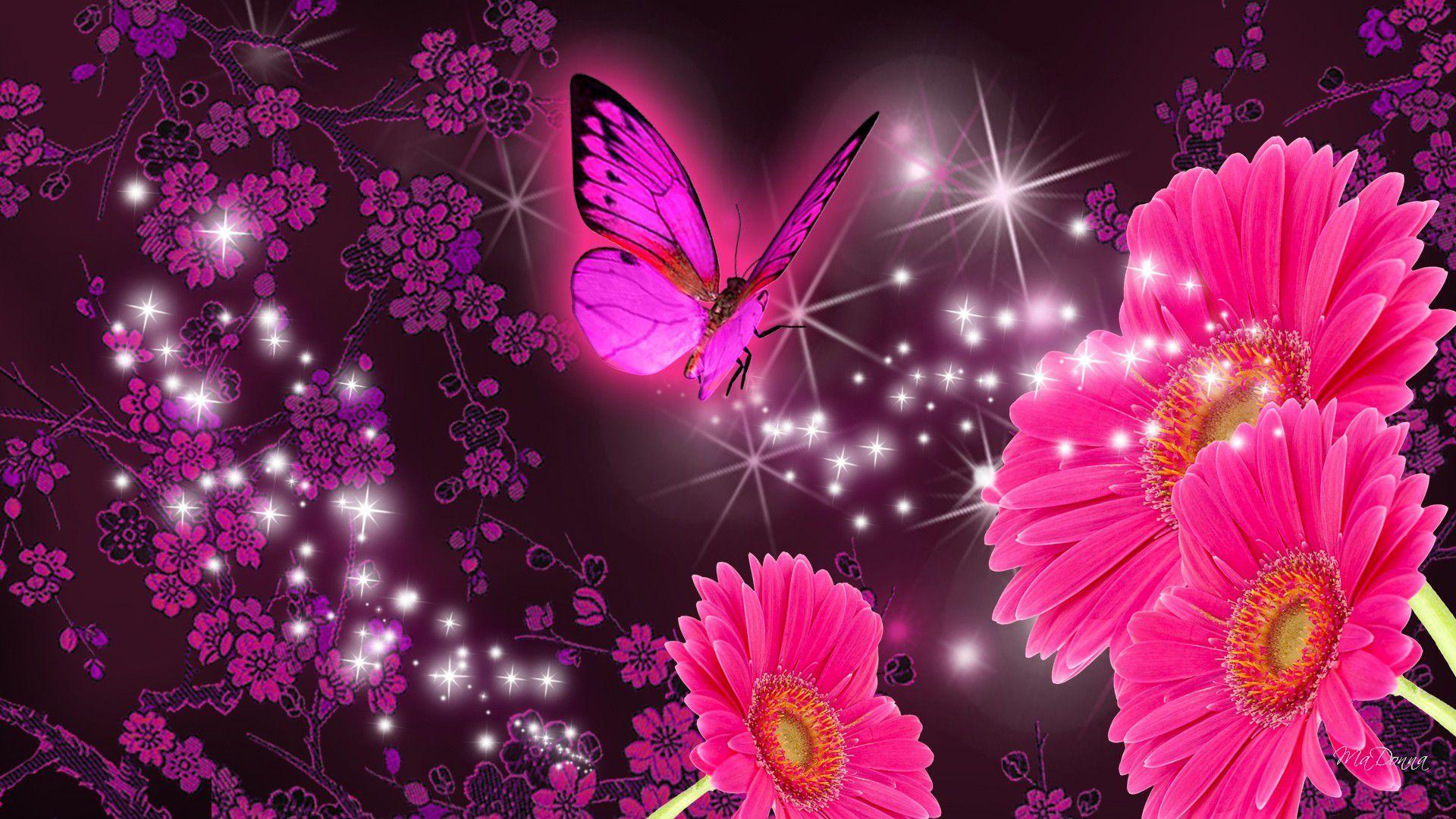 Pink Butterfly Flower Wallpaper iPhone