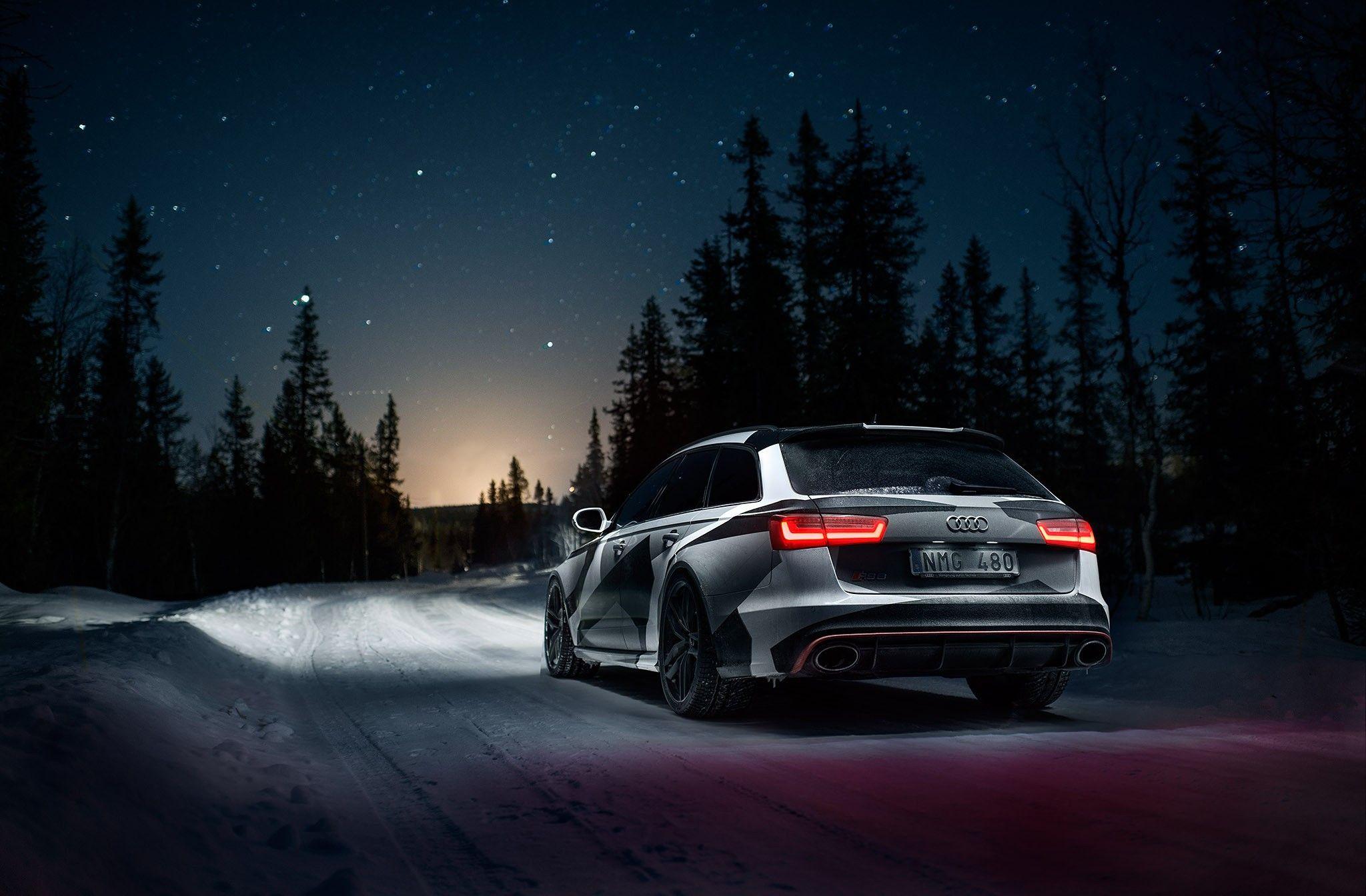 Audi RS6 Avant on night road wallpaper and image