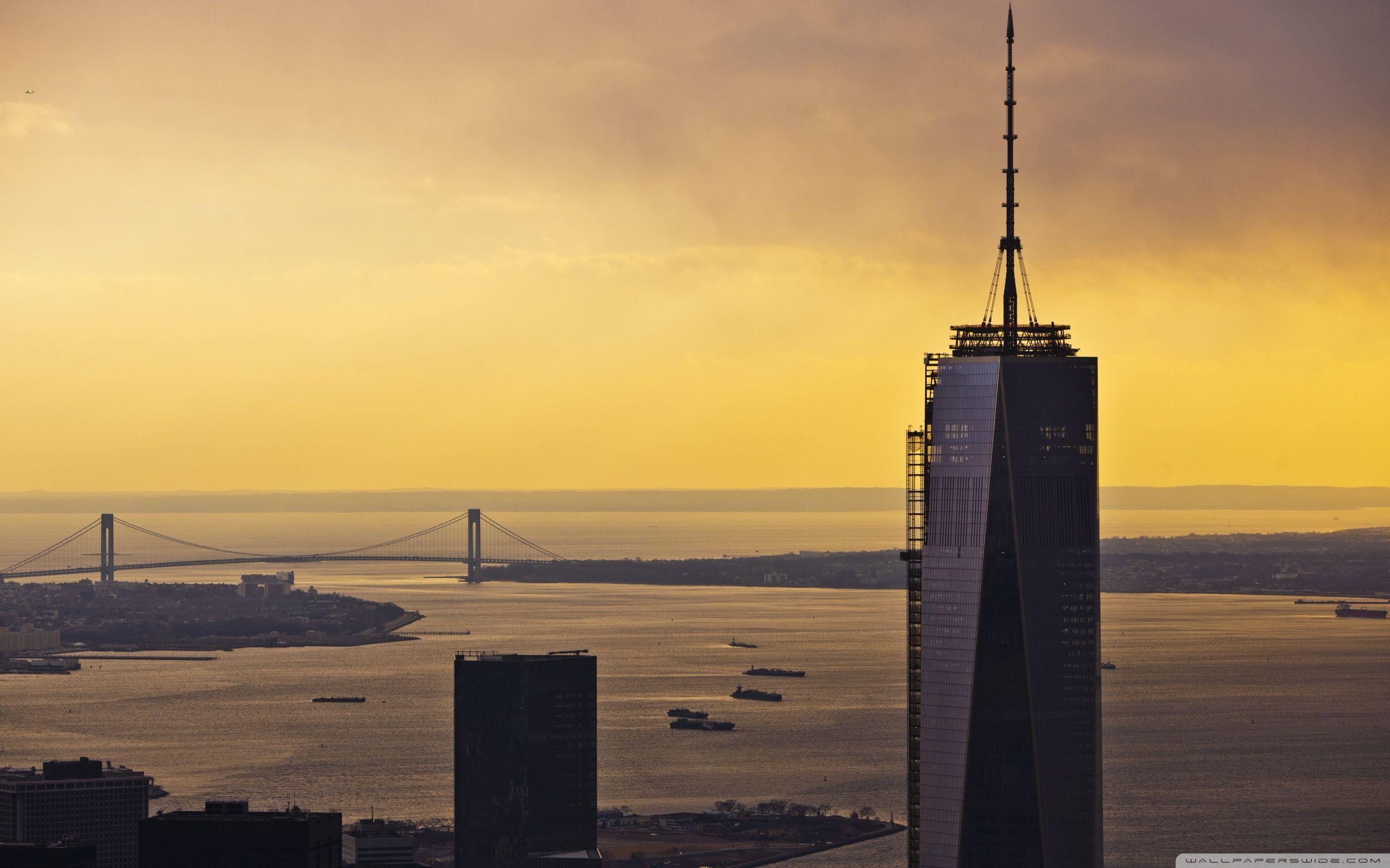 One World Trade Center, Sunset, New York City ❤ 4K HD Desktop