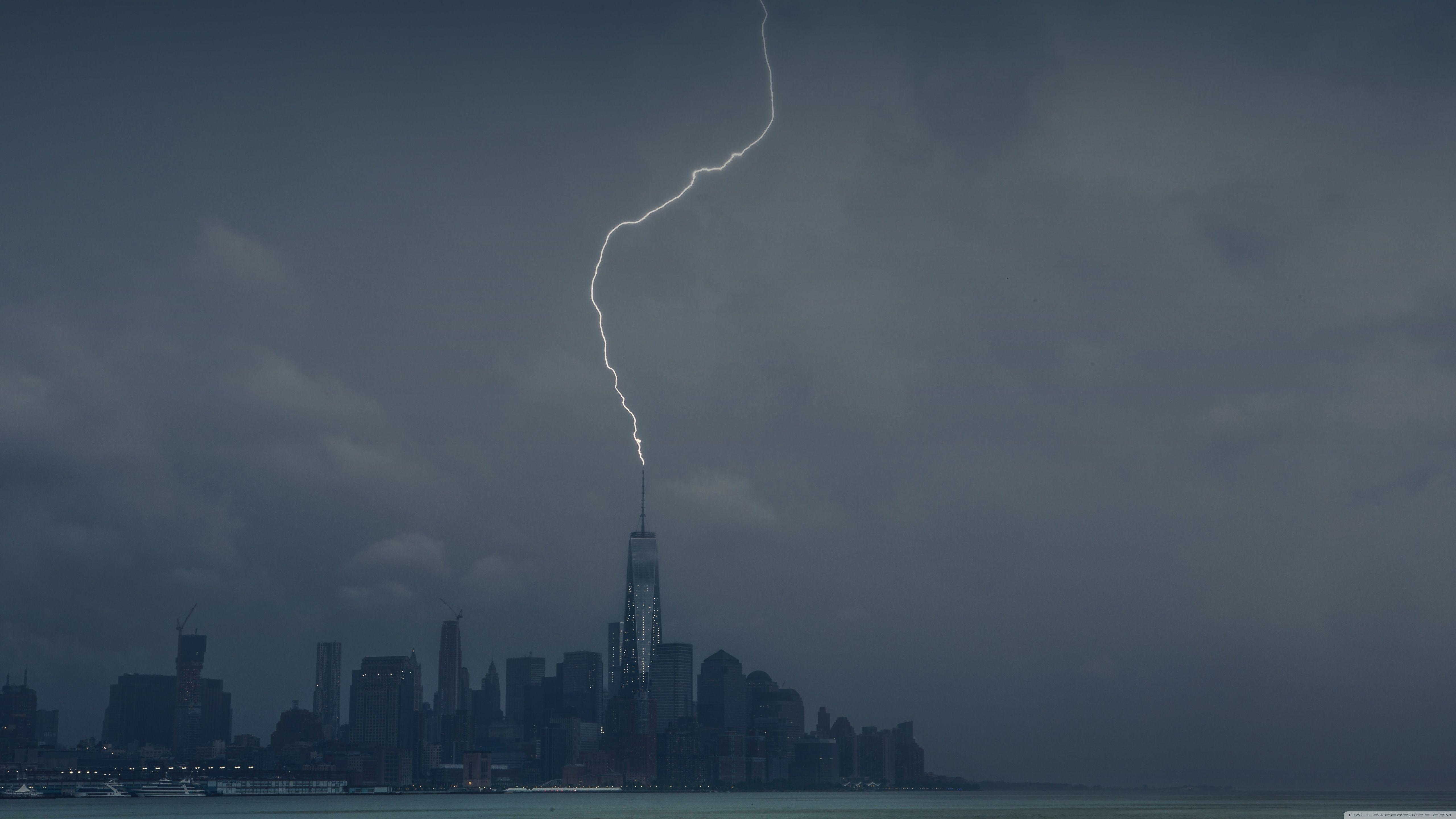 Lightning Strike One World Trade Center ❤ 4K HD Desktop Wallpaper