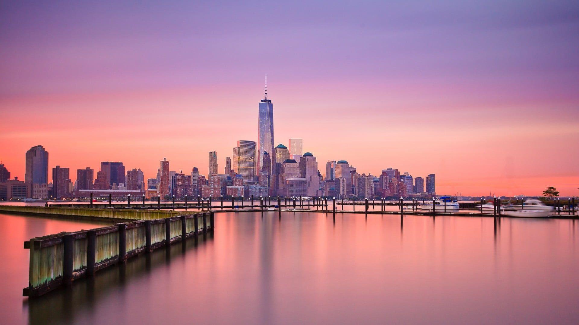 New York City, reflection, One World Trade Center HD wallpaper