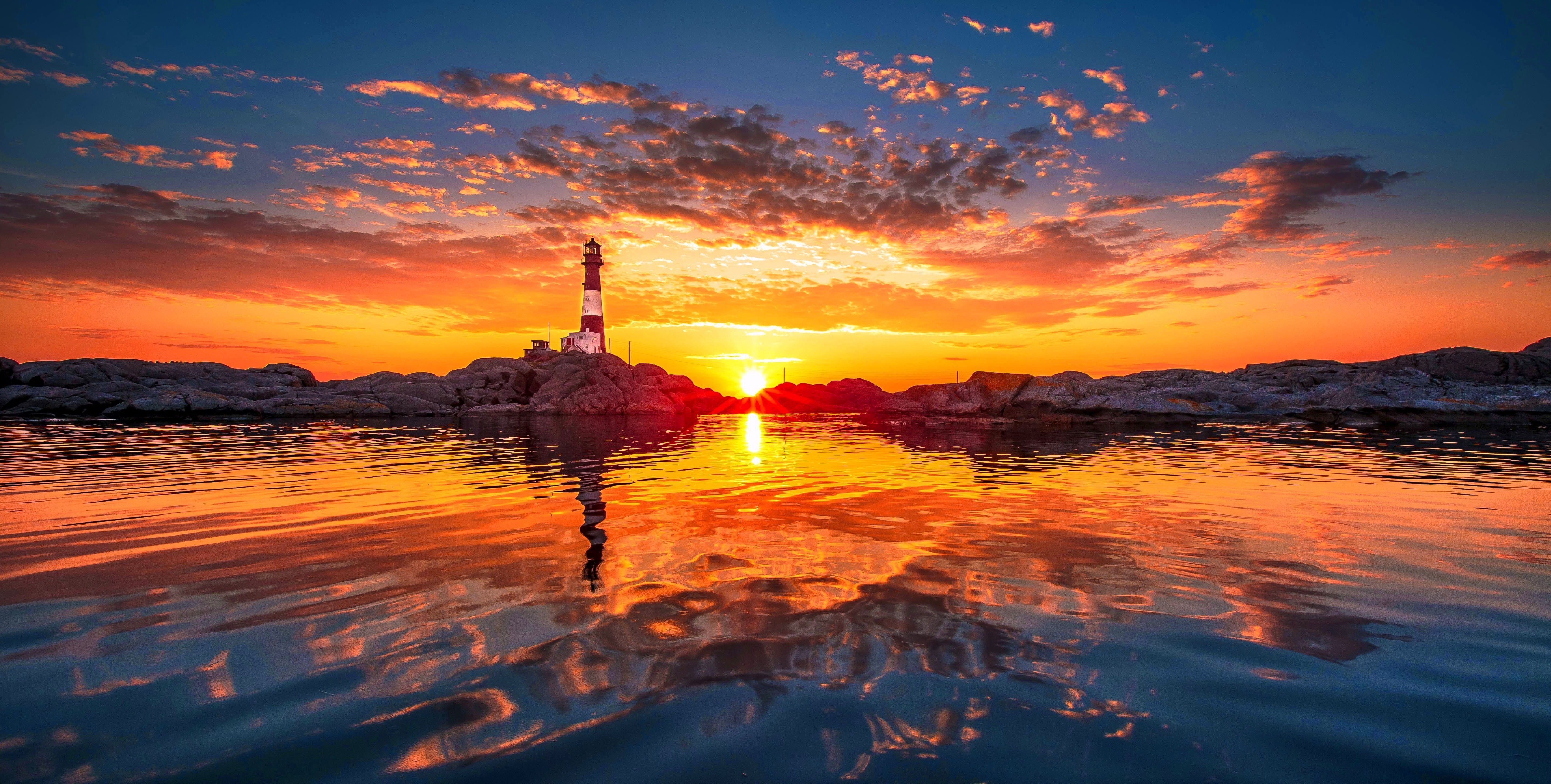 New Santa Cruz Lighthouse Sunset Ocean Sky Rocks Cool Wallpaper