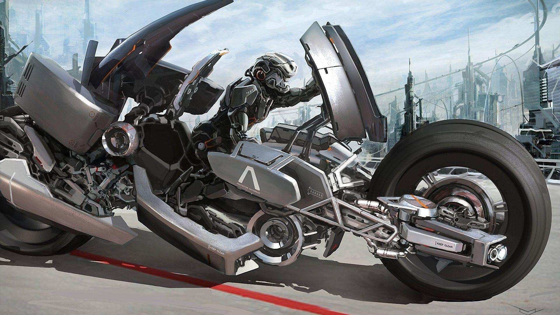 Future, Motorcycle, Transport, City, Robot, Mark Yang, Art