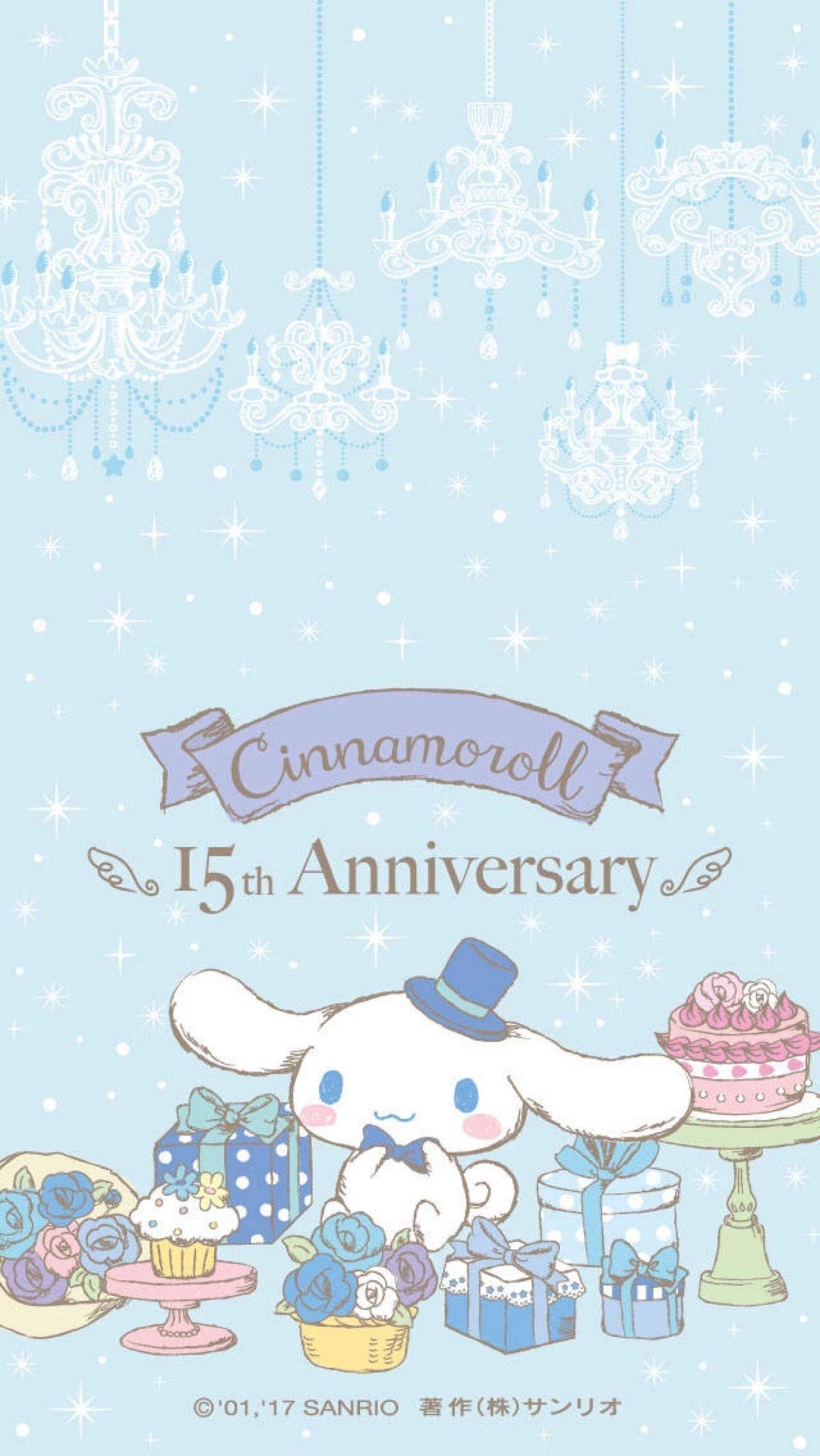Cinnamoroll blue 15th Anniversary. Sanrio Wallpaper