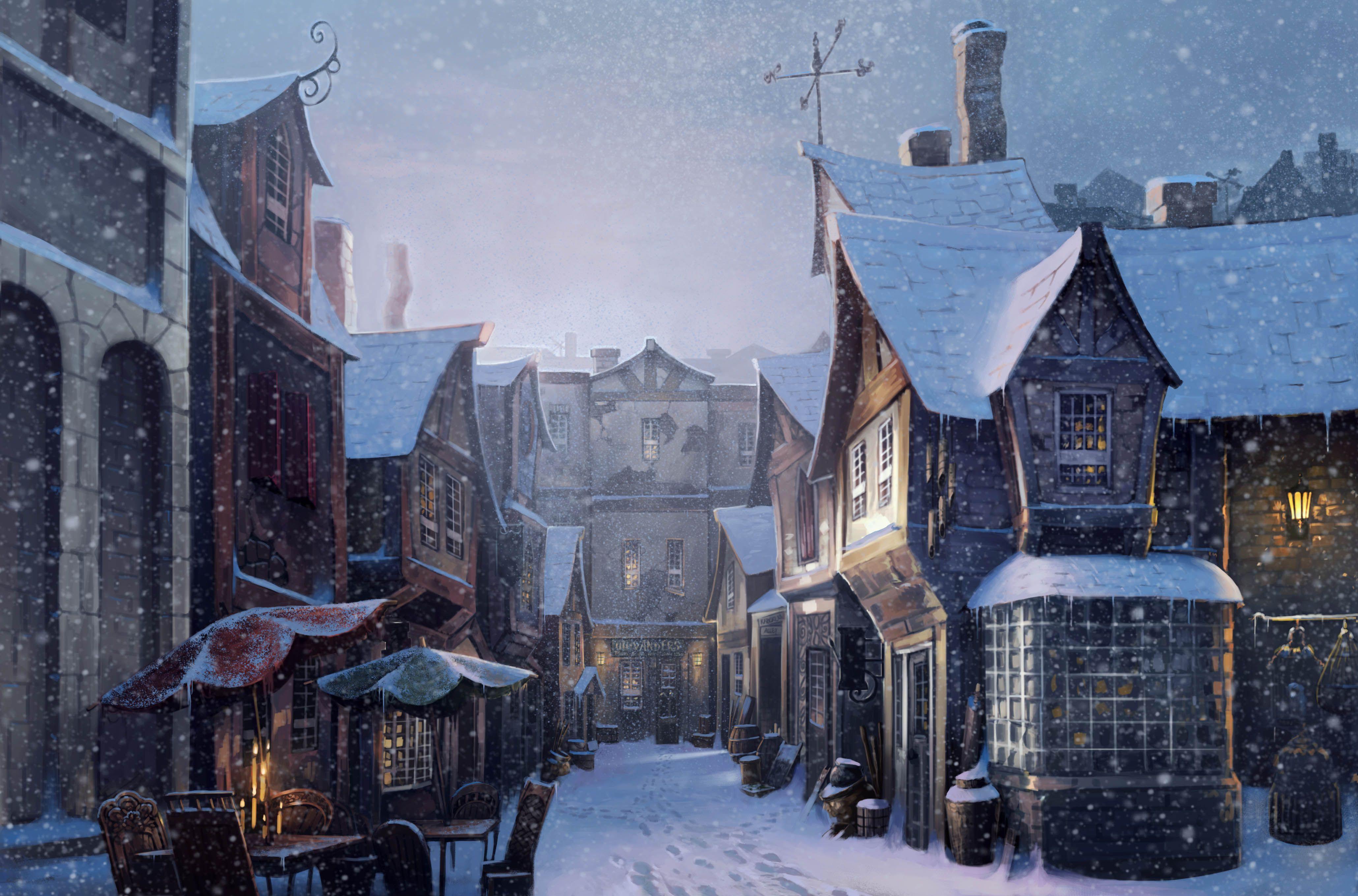Diagon Alley in the snow. awsmmmmmmmmm. Snow, Harry