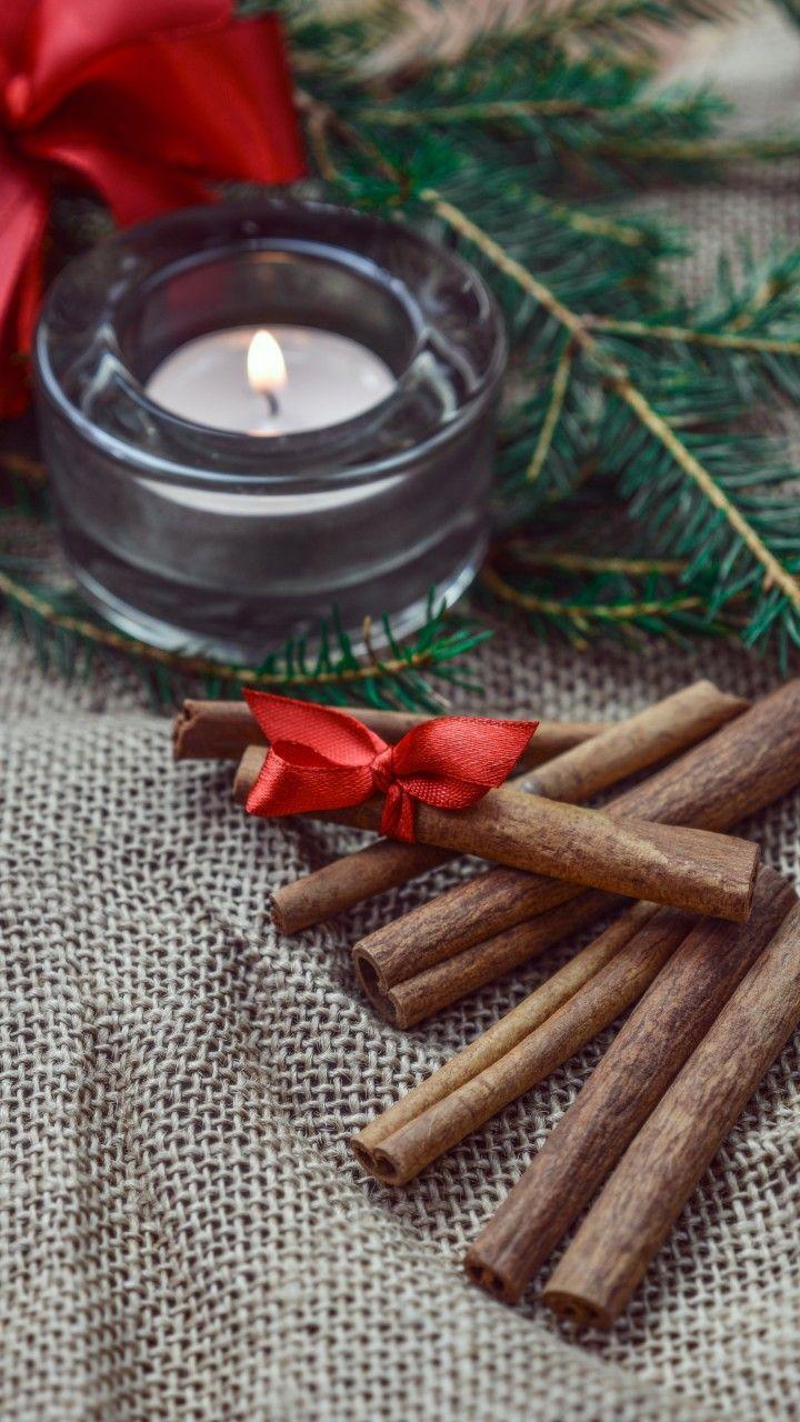 Download 720x1280 Cinnamon, Christmas, Candle, New Year 2018
